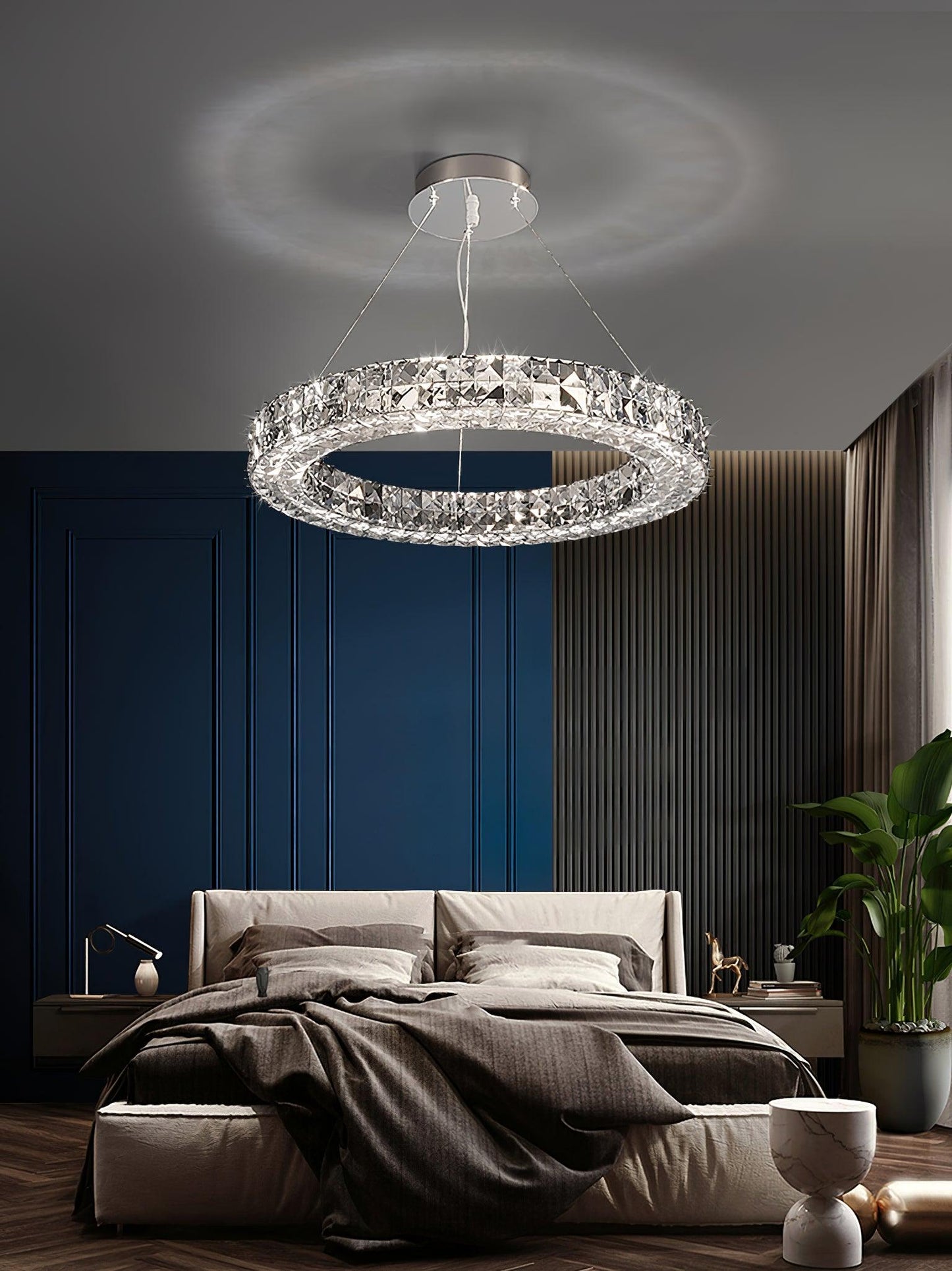 Spiridon Crystal Chandelier with Integrated LED – Silver Finish