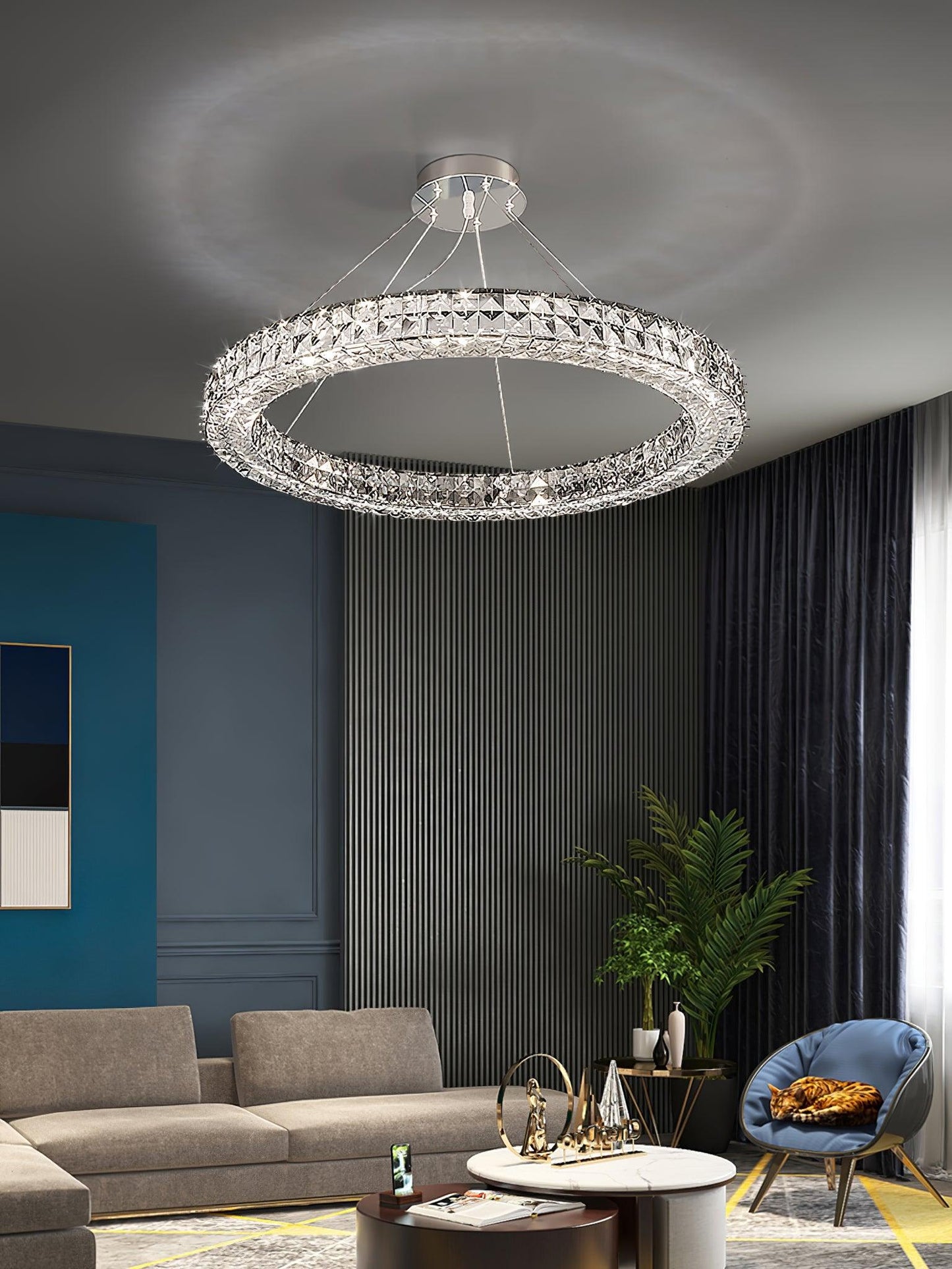 Spiridon Crystal Chandelier with Integrated LED – Silver Finish