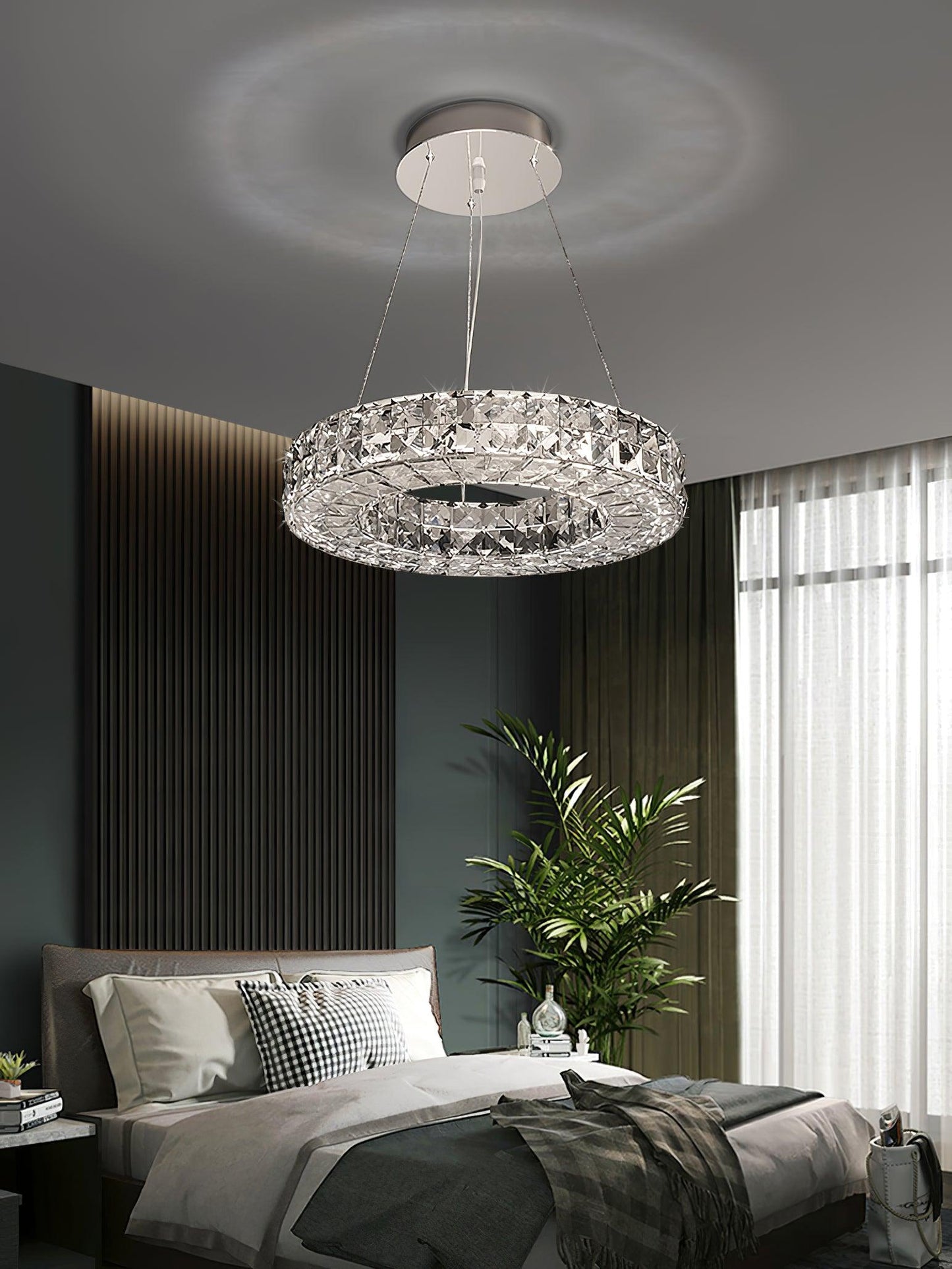 Spiridon Crystal Chandelier with Integrated LED – Silver Finish
