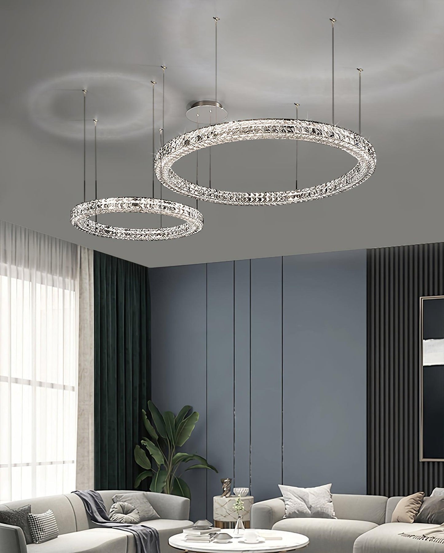 Spiridon Crystal Chandelier with Integrated LED – Silver Finish