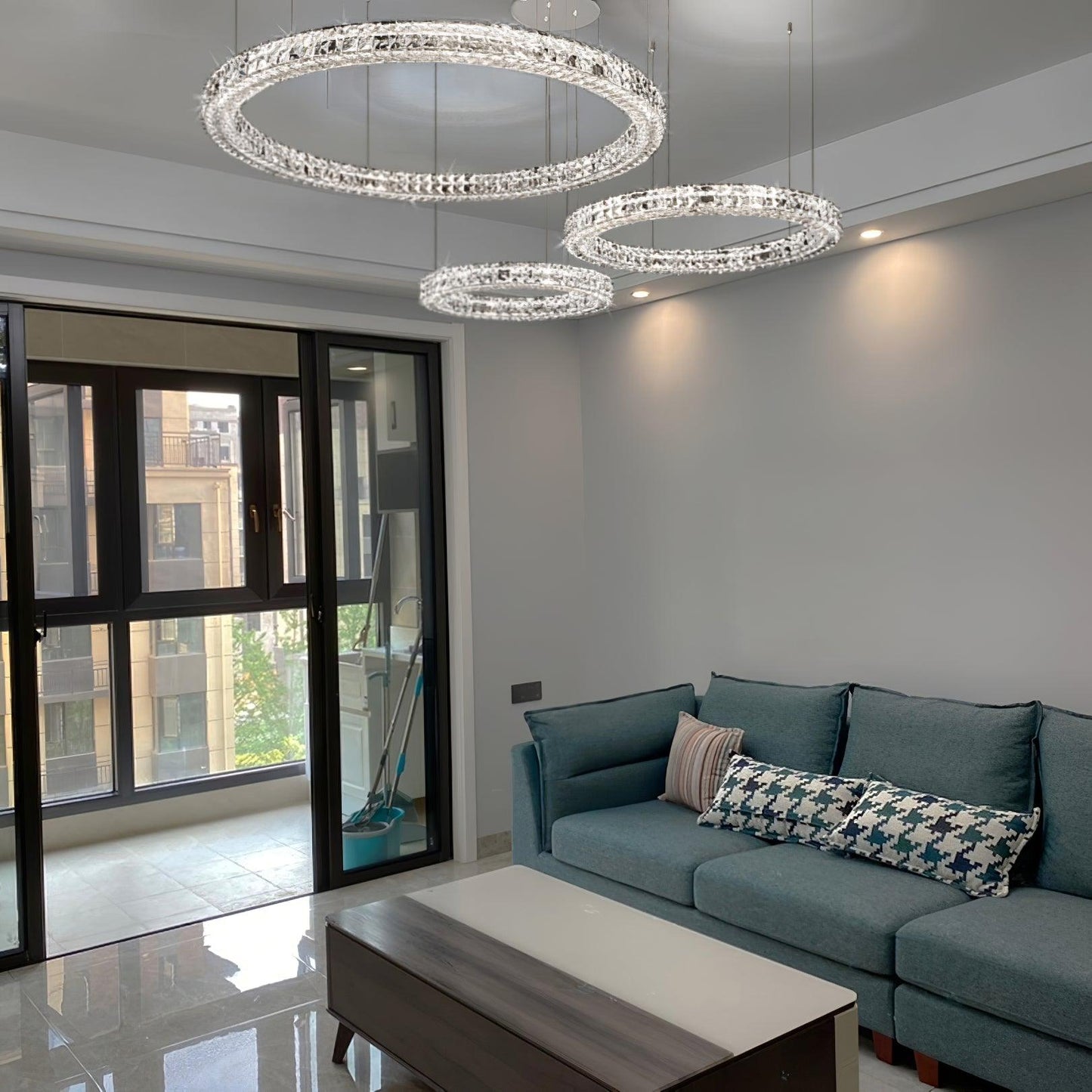 Spiridon Crystal Chandelier with Integrated LED – Silver Finish