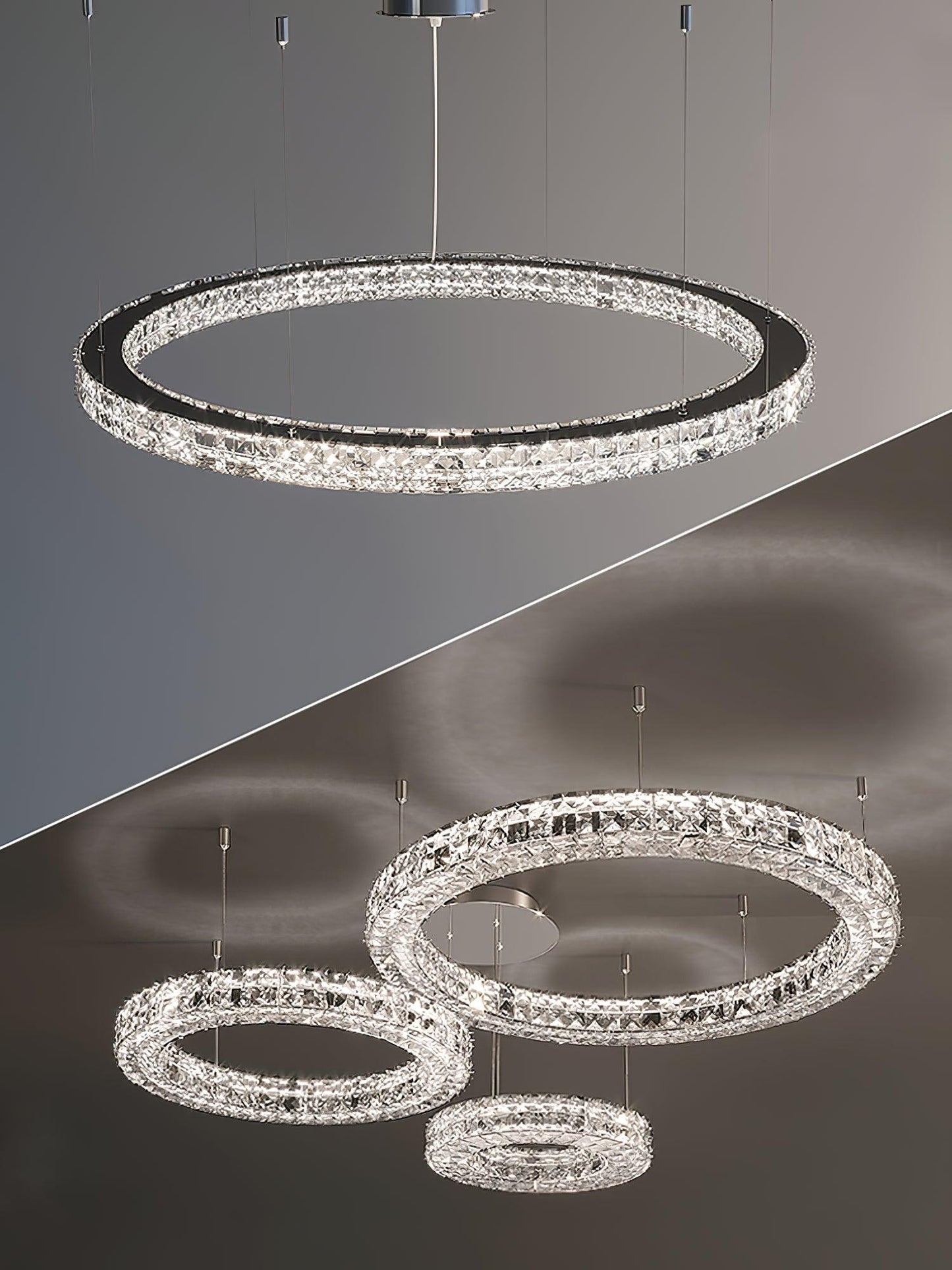 Spiridon Crystal Chandelier with Integrated LED – Silver Finish