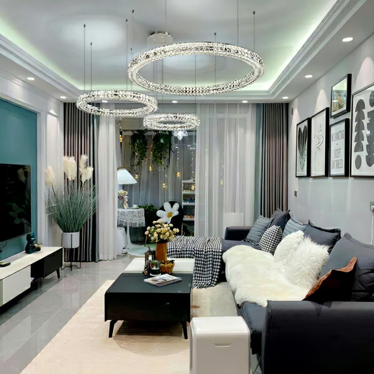 Spiridon Crystal Chandelier with Integrated LED – Silver Finish