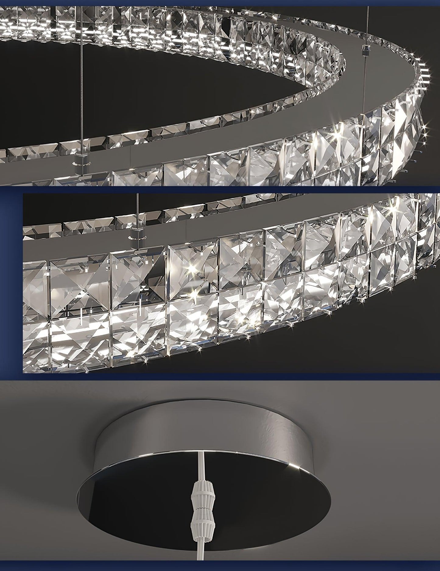 Spiridon Crystal Chandelier with Integrated LED – Silver Finish