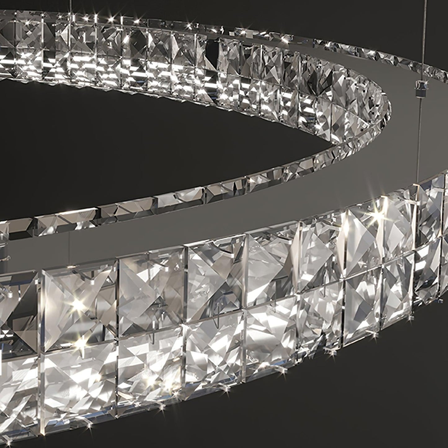 Spiridon Crystal Chandelier with Integrated LED – Silver Finish