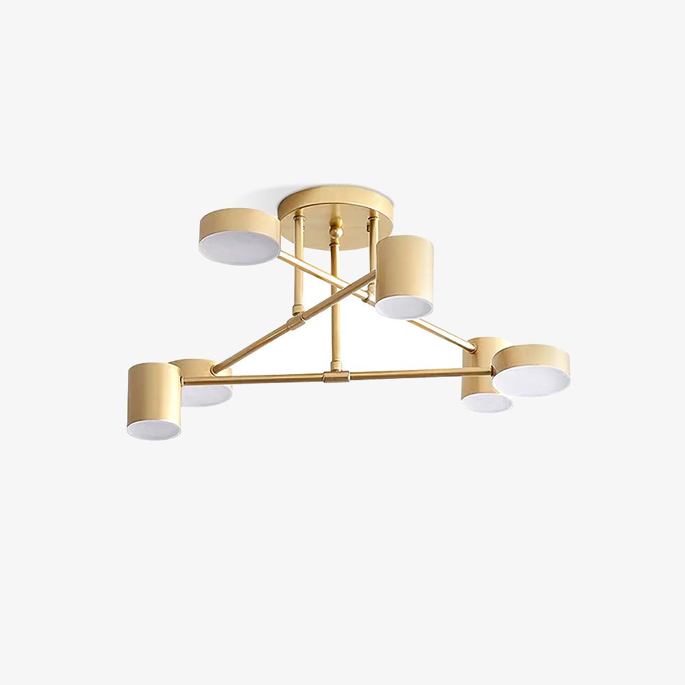 Gold Finish Sputnik Flush Ceiling Light with Integrated LED Shades