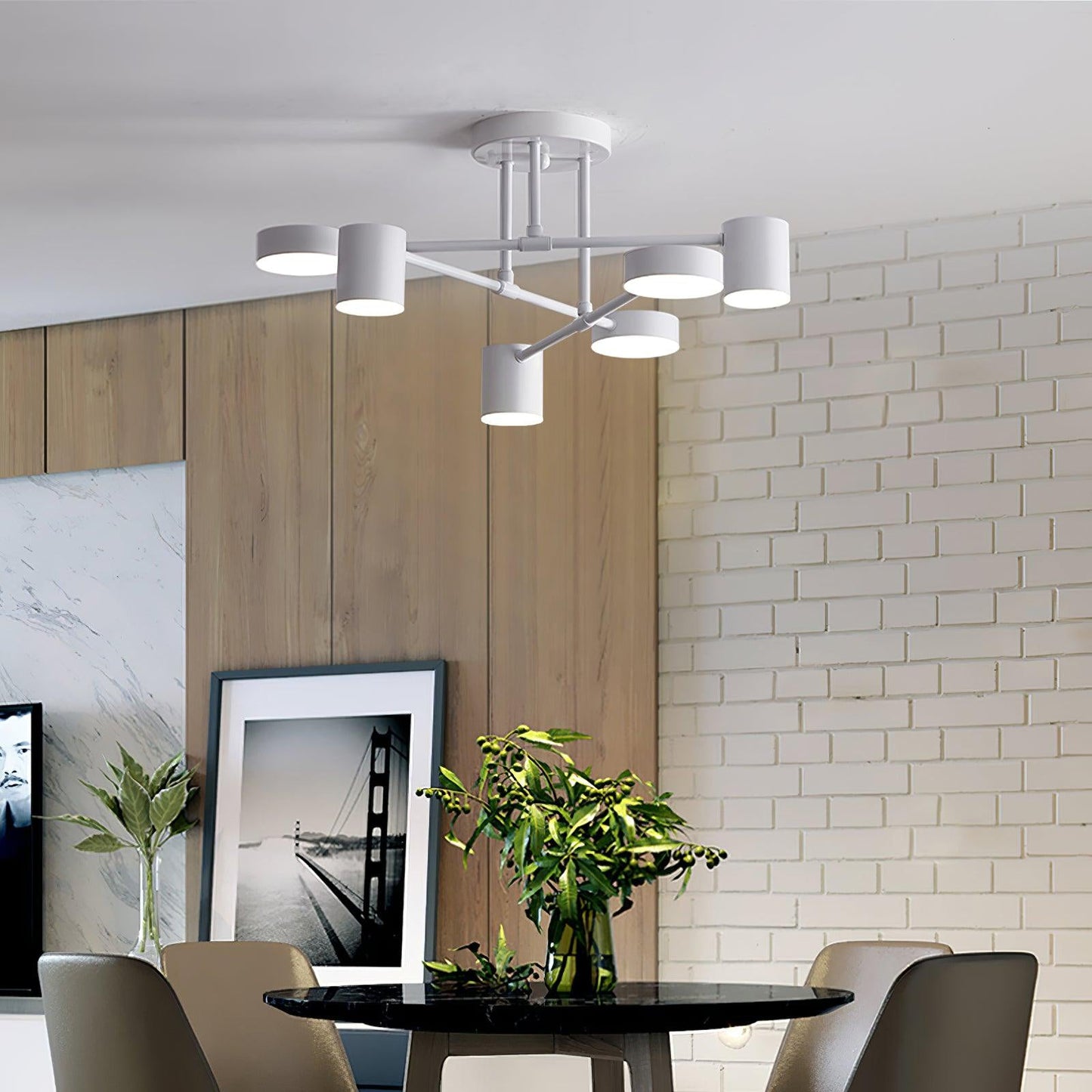 Gold Finish Sputnik Flush Ceiling Light with Integrated LED Shades
