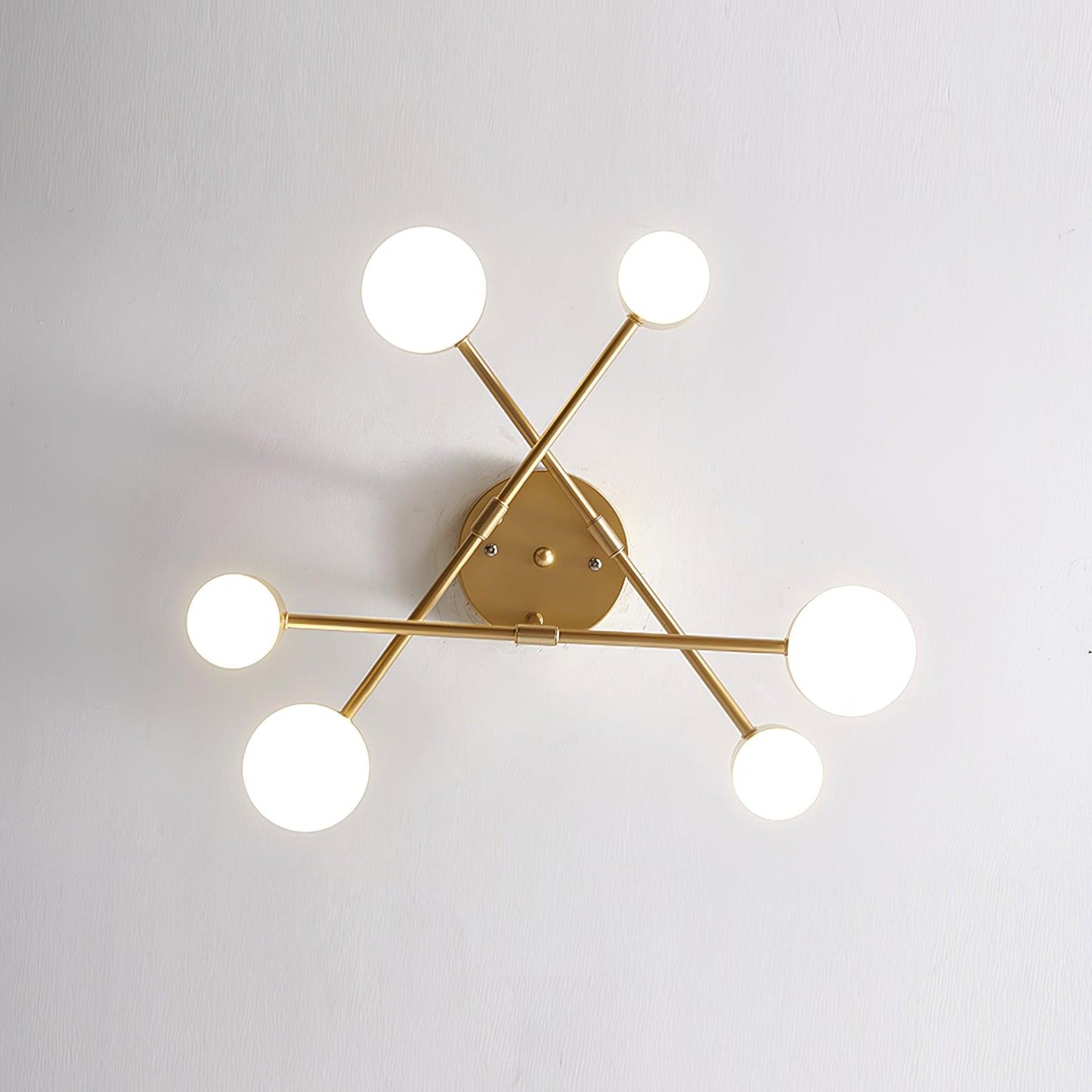 Gold Finish Sputnik Flush Ceiling Light with Integrated LED Shades