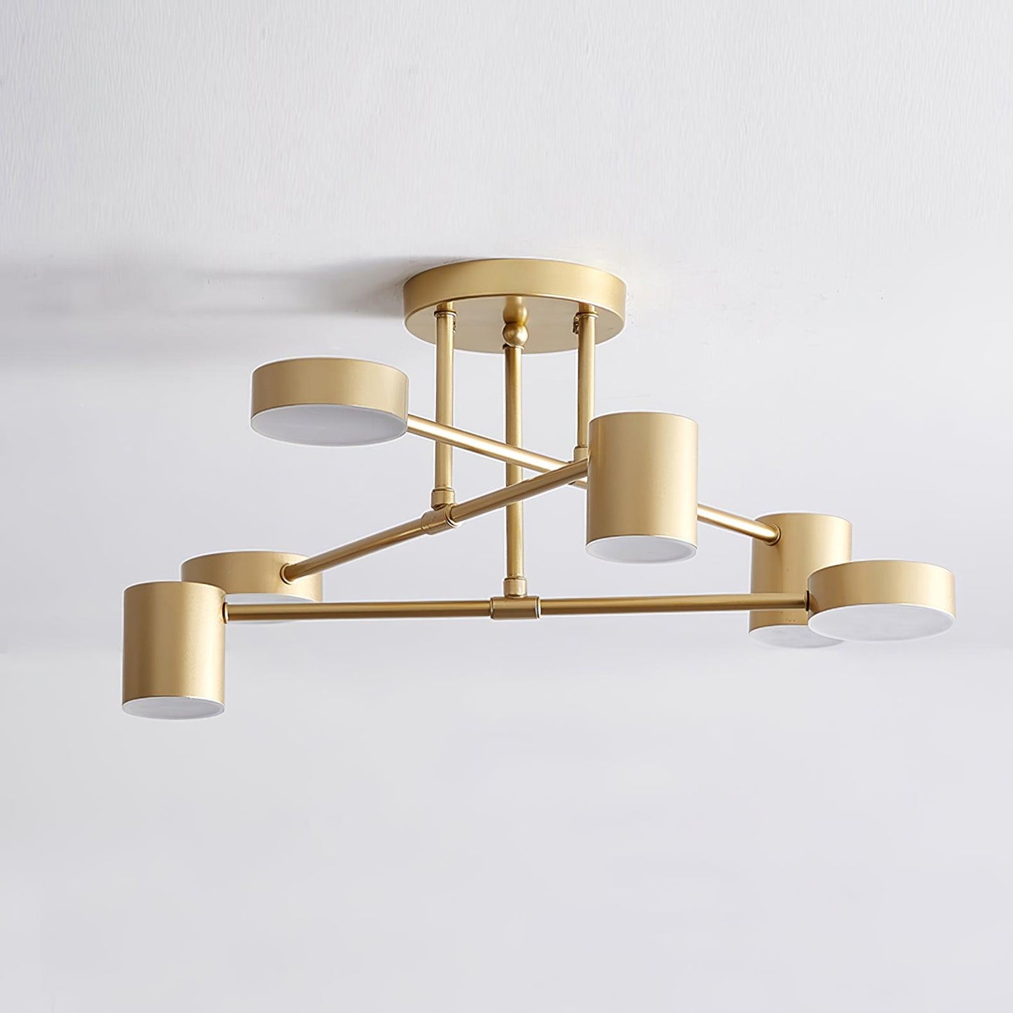 Gold Finish Sputnik Flush Ceiling Light with Integrated LED Shades