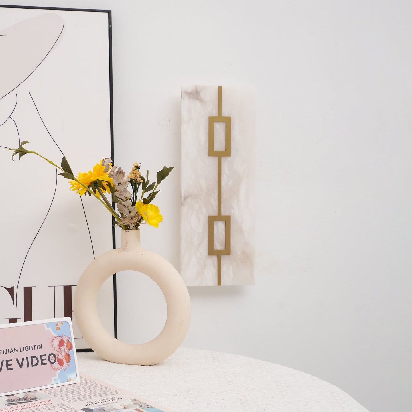 Square Alabaster Wall Lamp - YIOSI