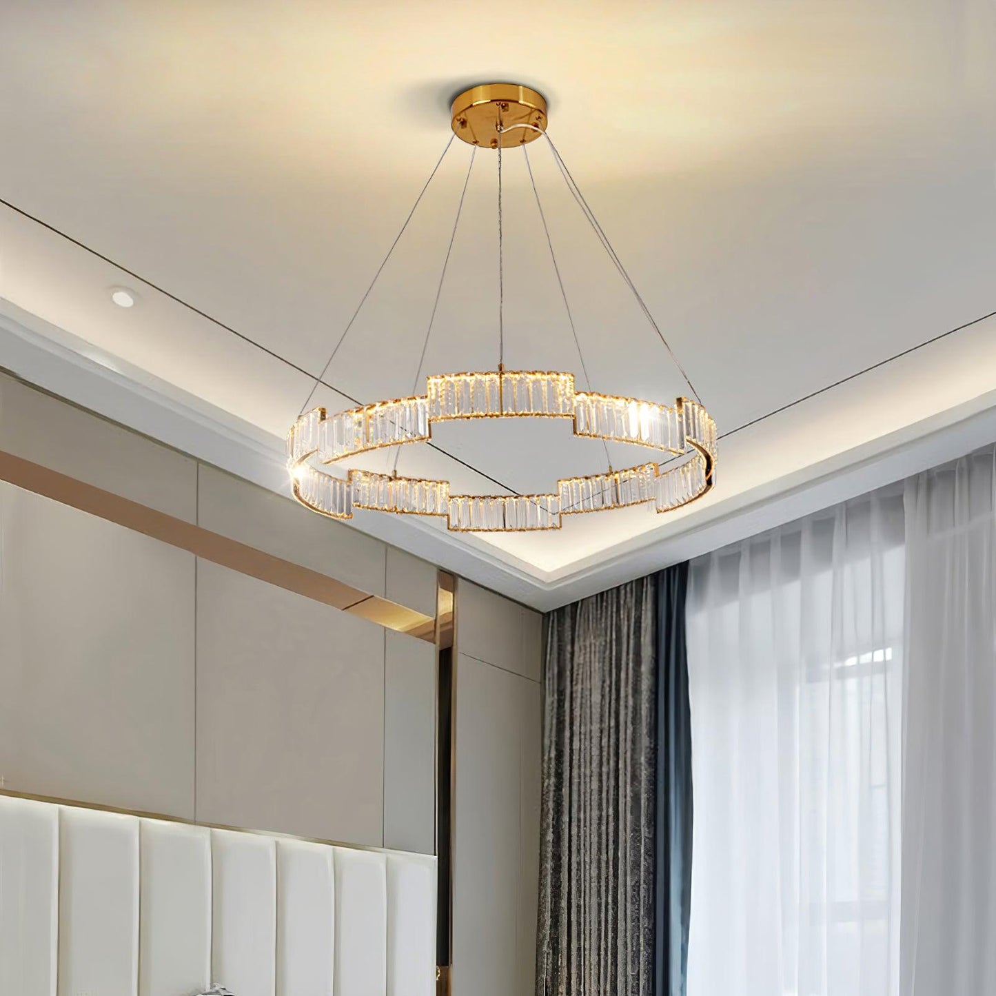Stella Crystal Chandelier – Copper Finish Clear Crystal LED Ceiling Light