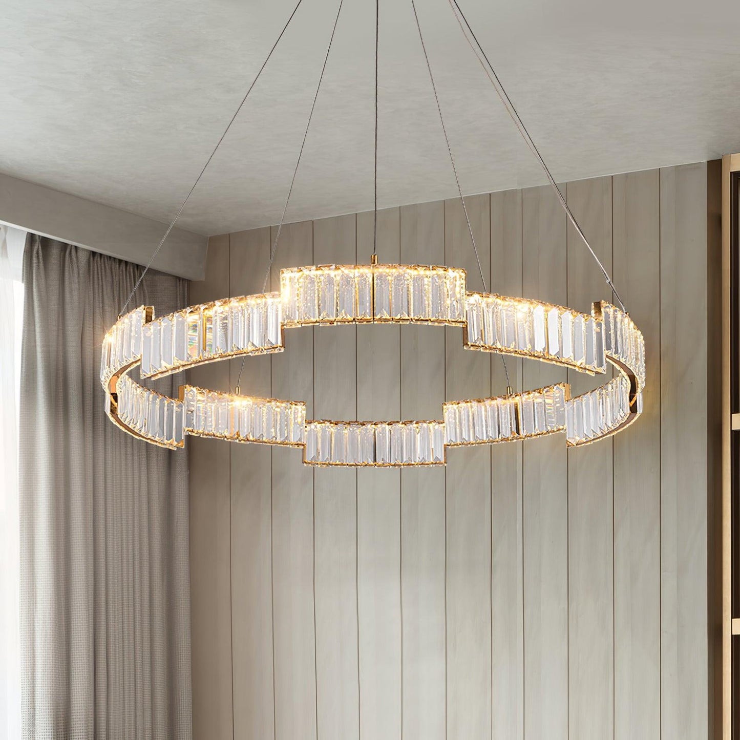 Stella Crystal Chandelier – Copper Finish Clear Crystal LED Ceiling Light