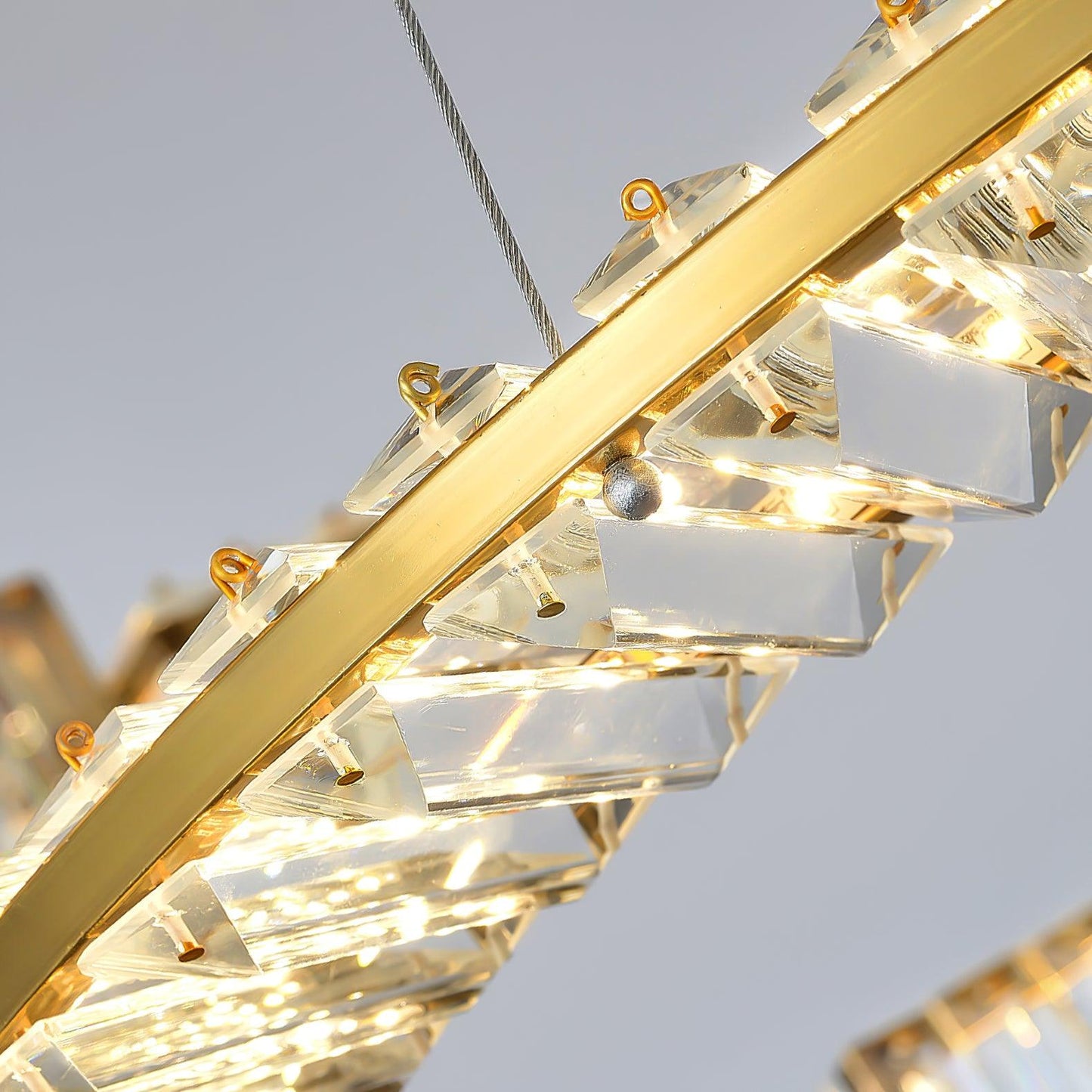 Stella Gold Crystal LED Chandelier with Warm Cool Lights