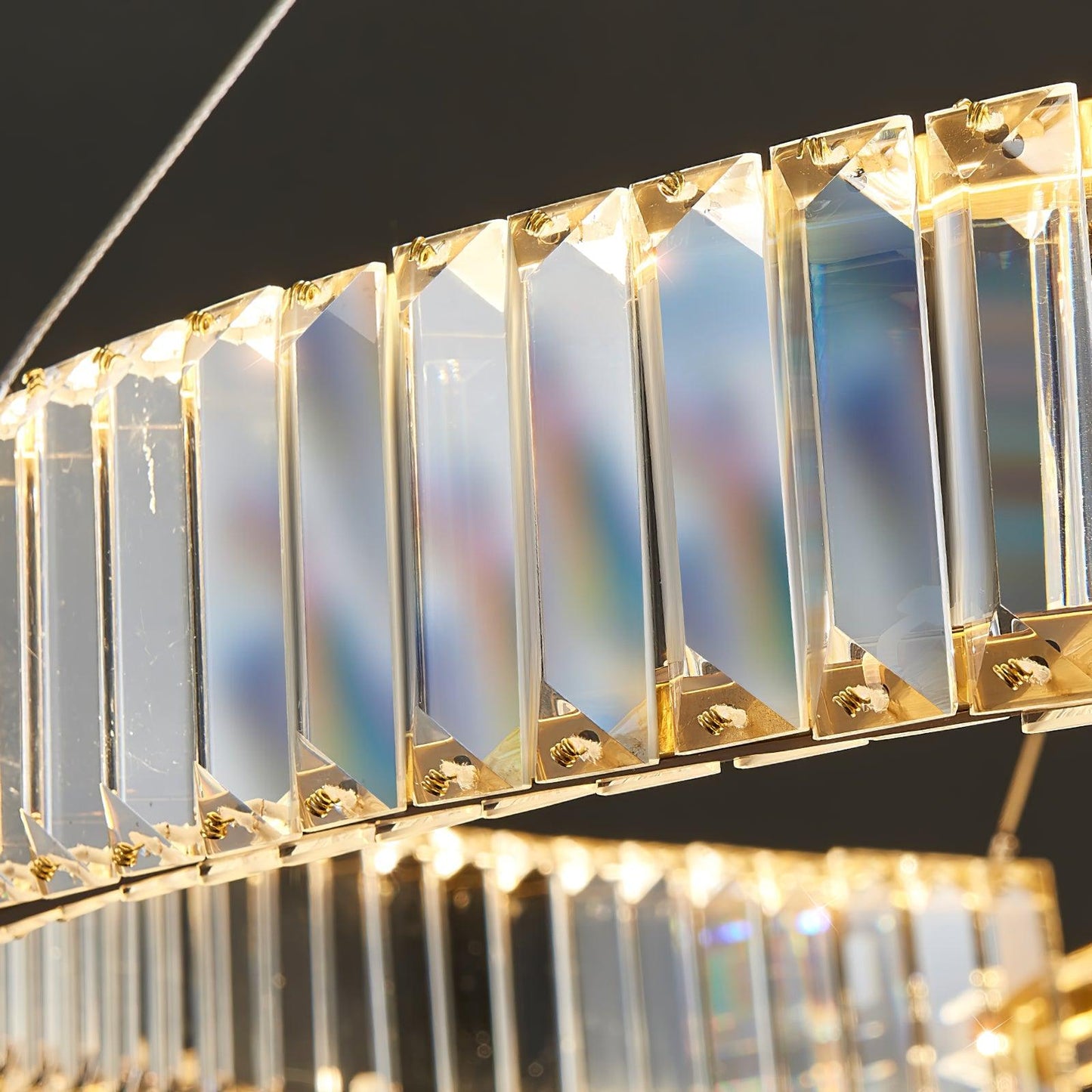 Stella Gold Crystal LED Chandelier with Warm Cool Lights