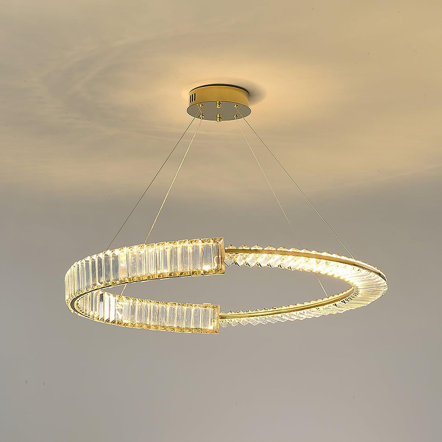 Stella Gold Crystal LED Chandelier with Warm Cool Lights
