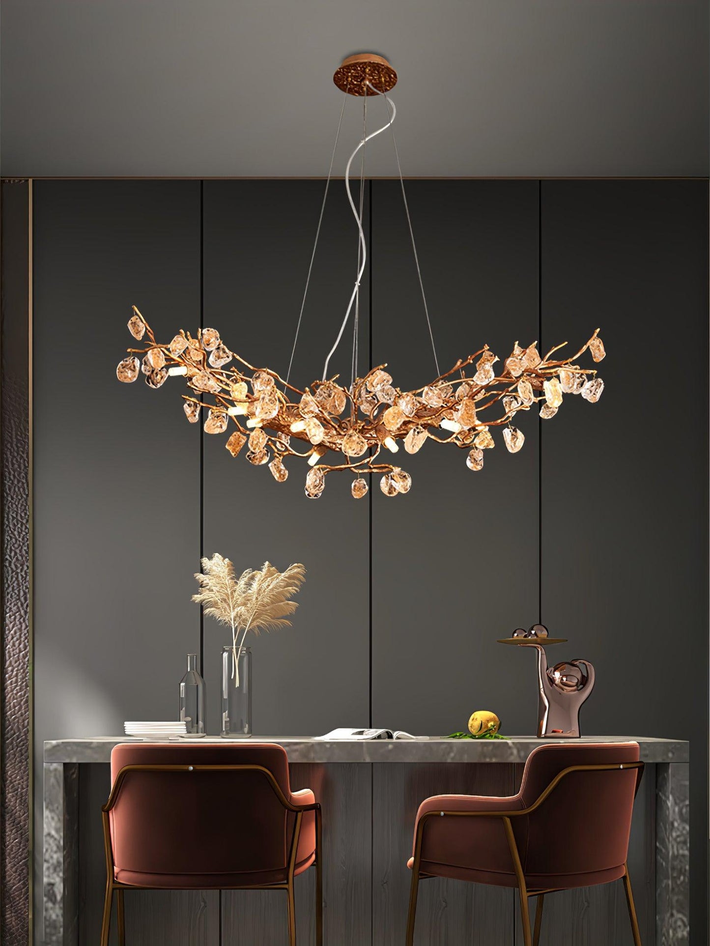 Stone Crystal Brass Chandelier - YIOSI