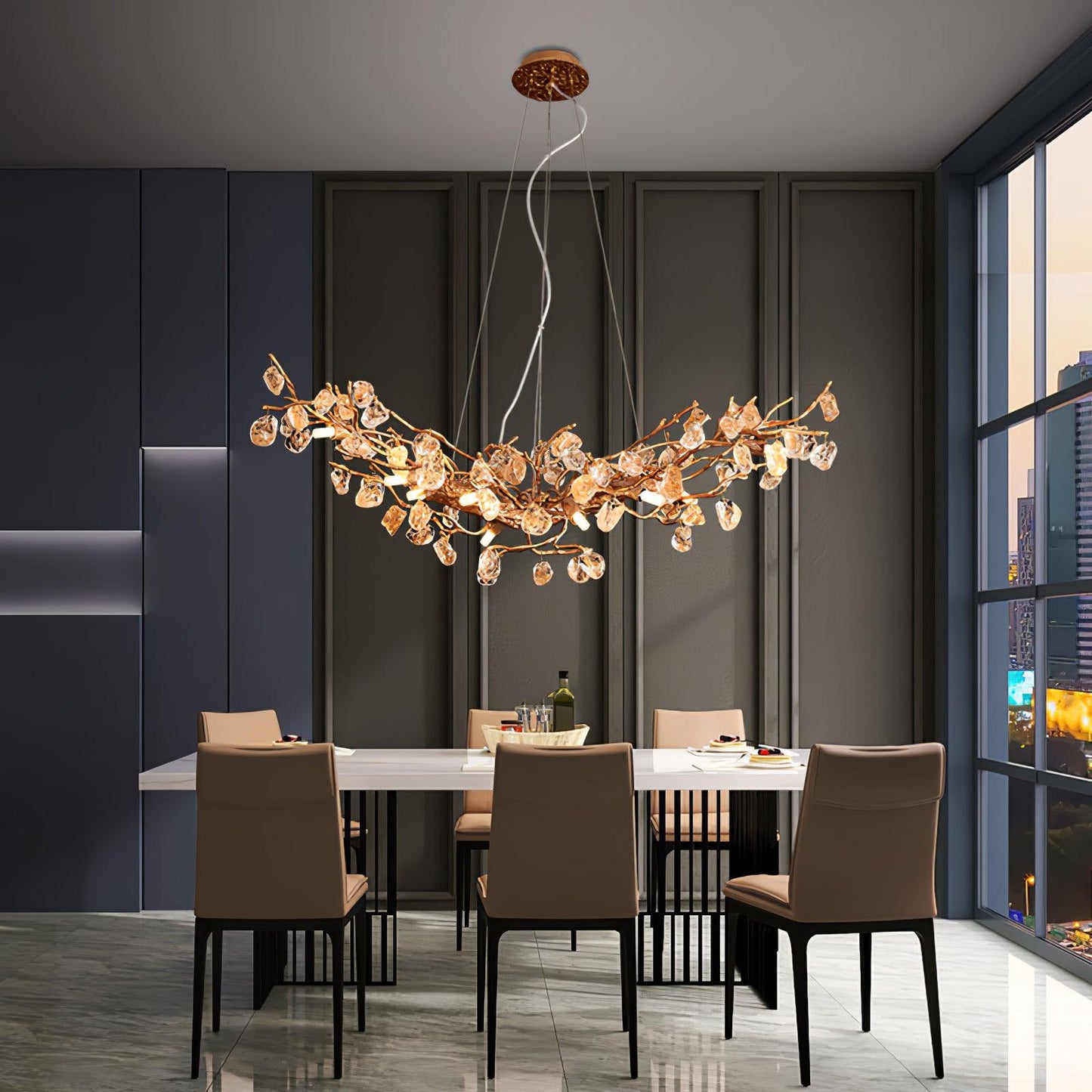 Stone Crystal Brass Chandelier - YIOSI