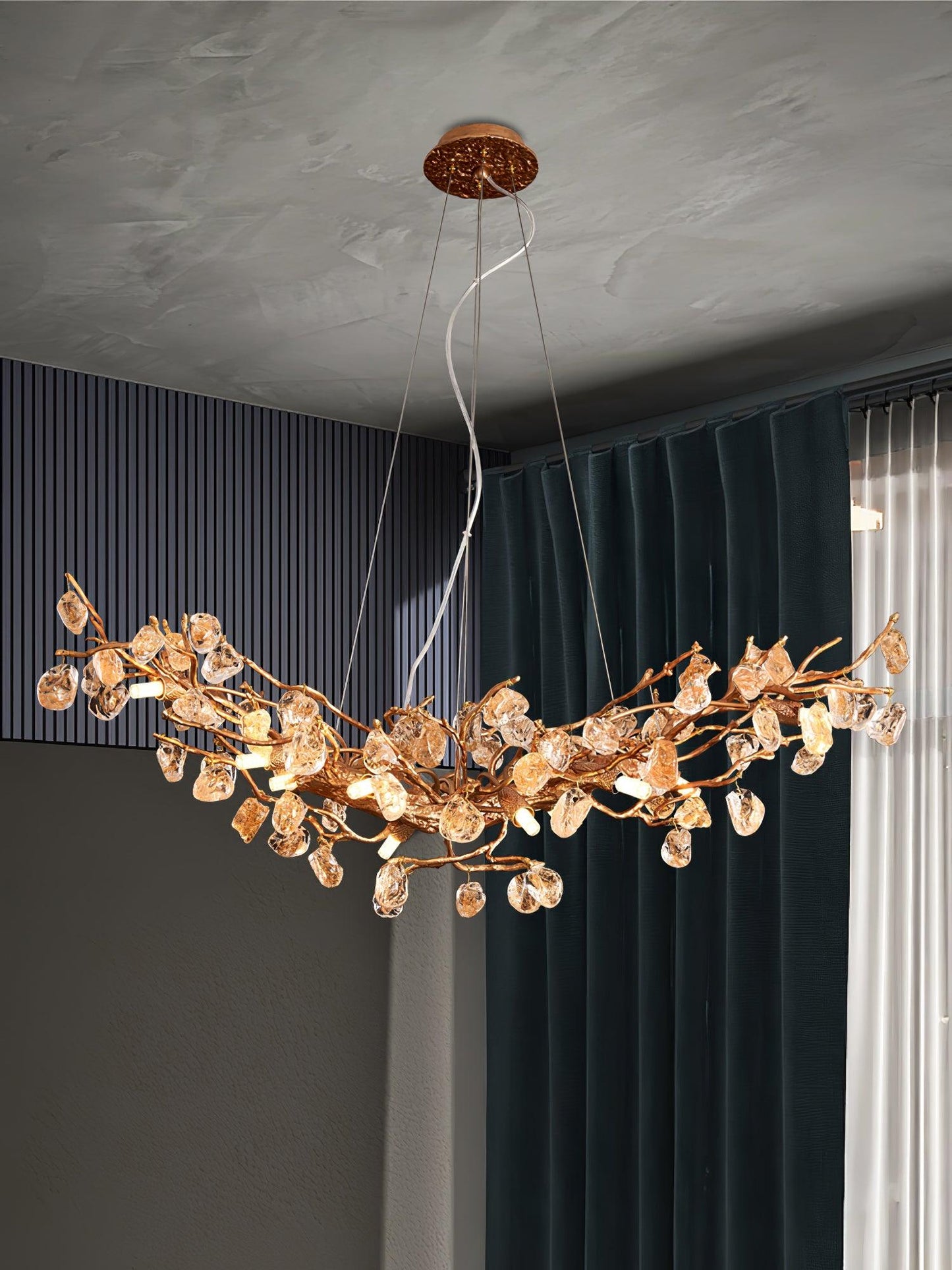 Stone Crystal Brass Chandelier - YIOSI