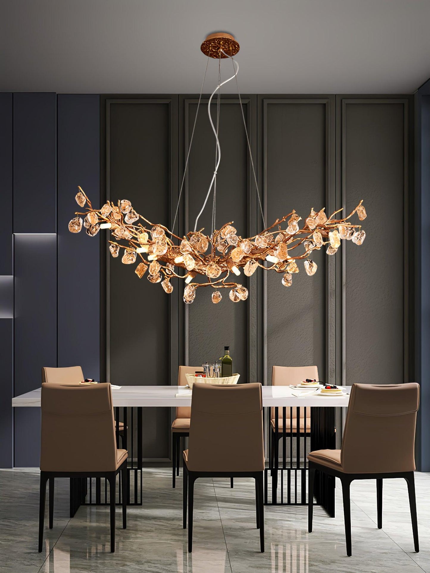 Stone Crystal Brass Chandelier - YIOSI