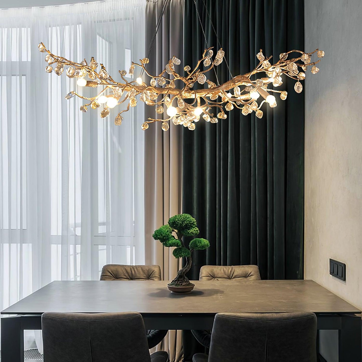 Stone Crystal Brass Chandelier - YIOSI