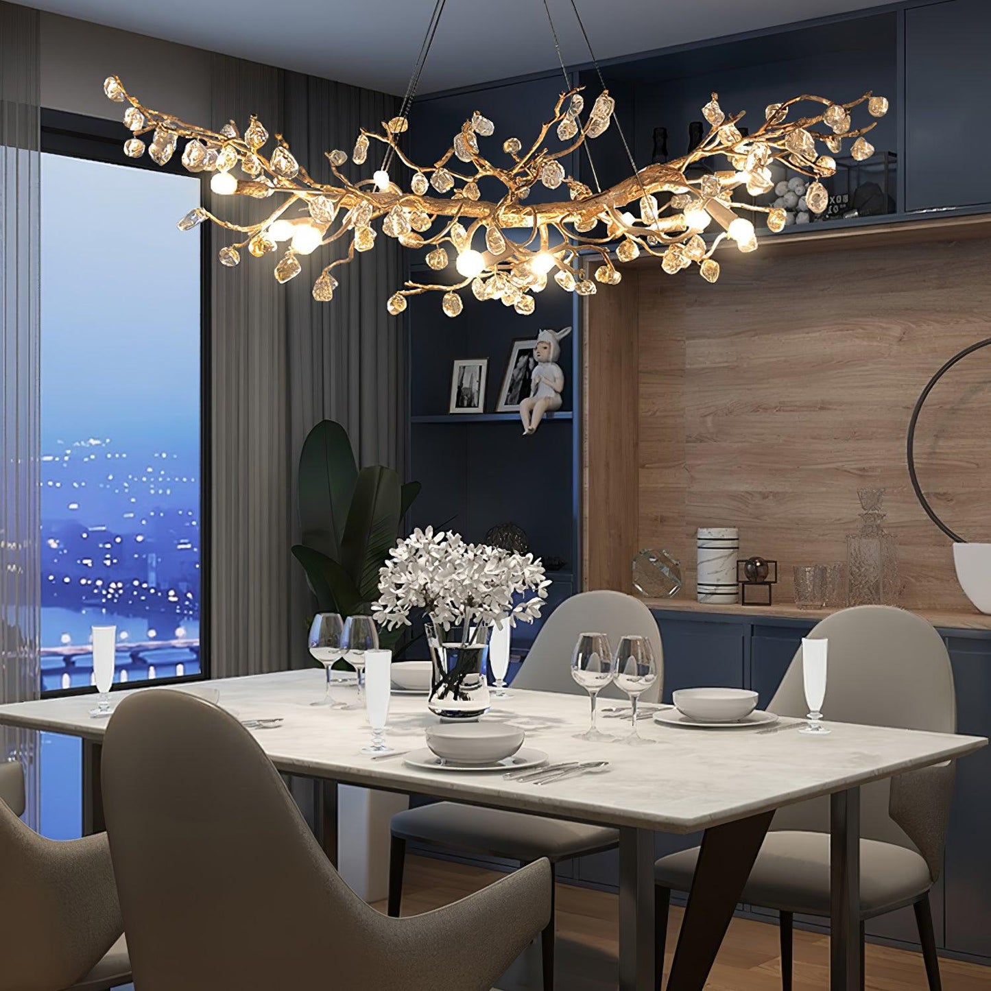 Stone Crystal Brass Chandelier - YIOSI