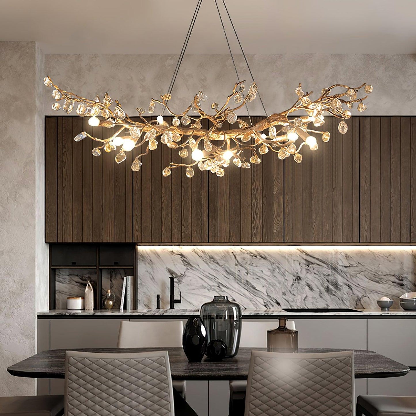 Stone Crystal Brass Chandelier - YIOSI