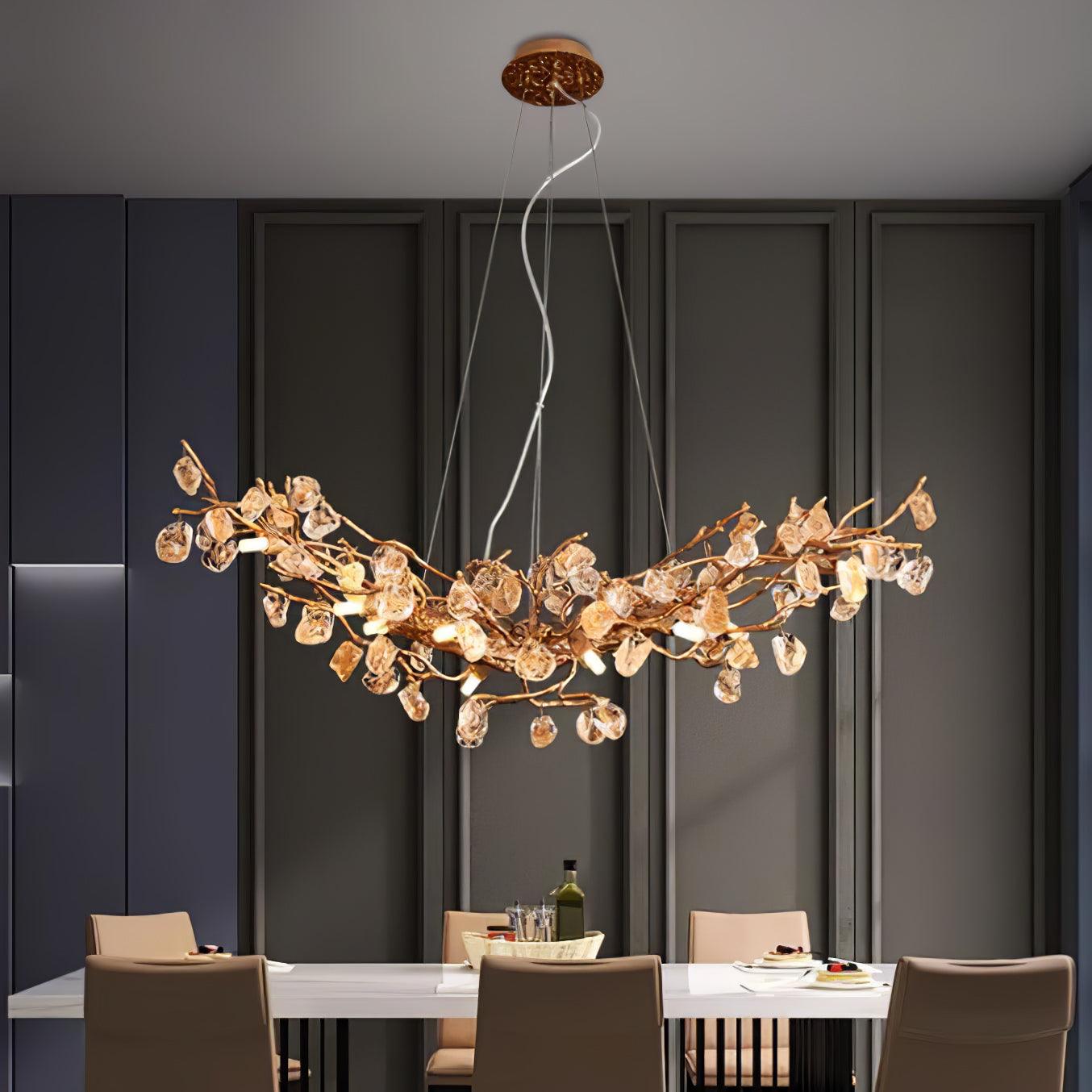 Stone Crystal Brass Chandelier - YIOSI