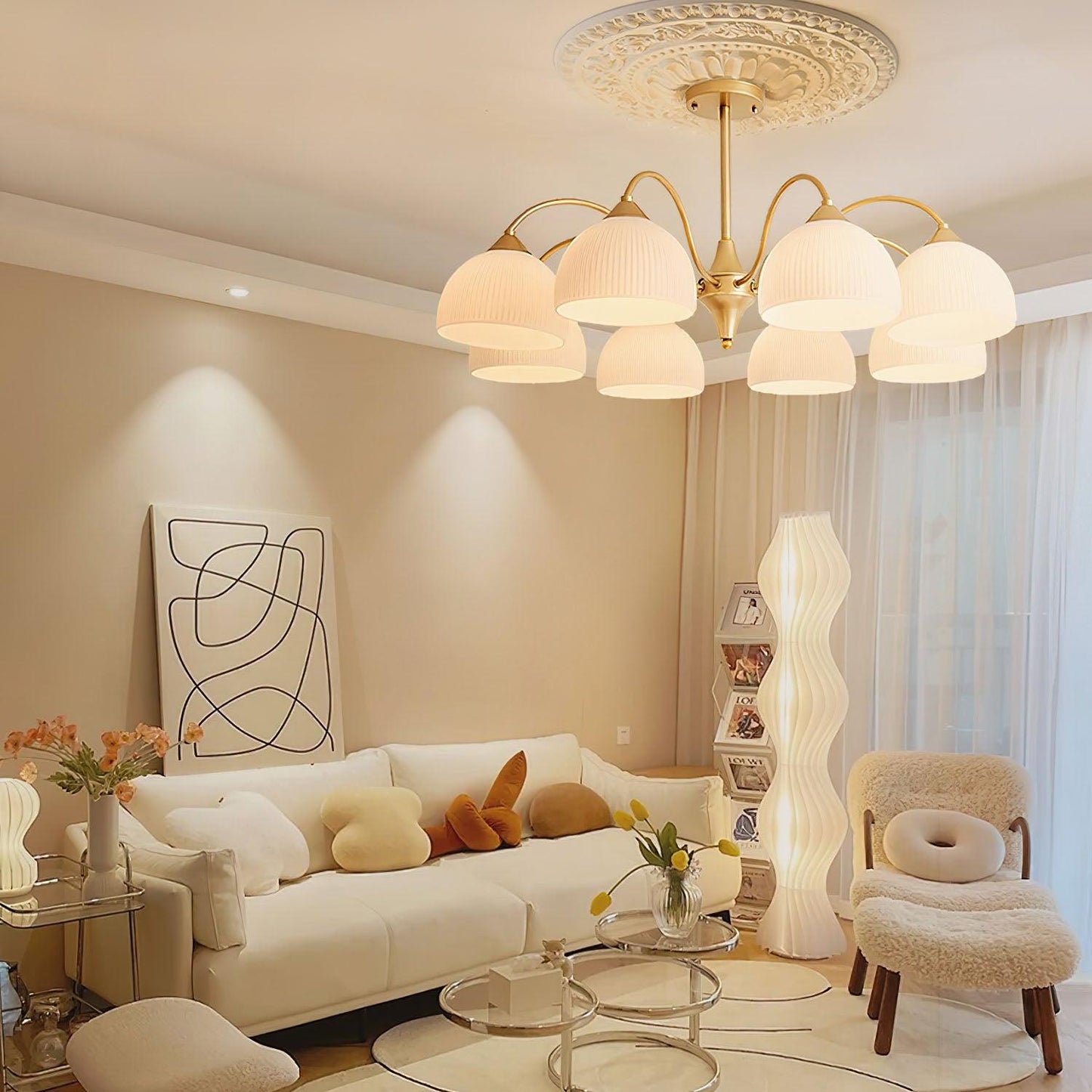 Striped Glass Bowl Chandelier - YIOSI