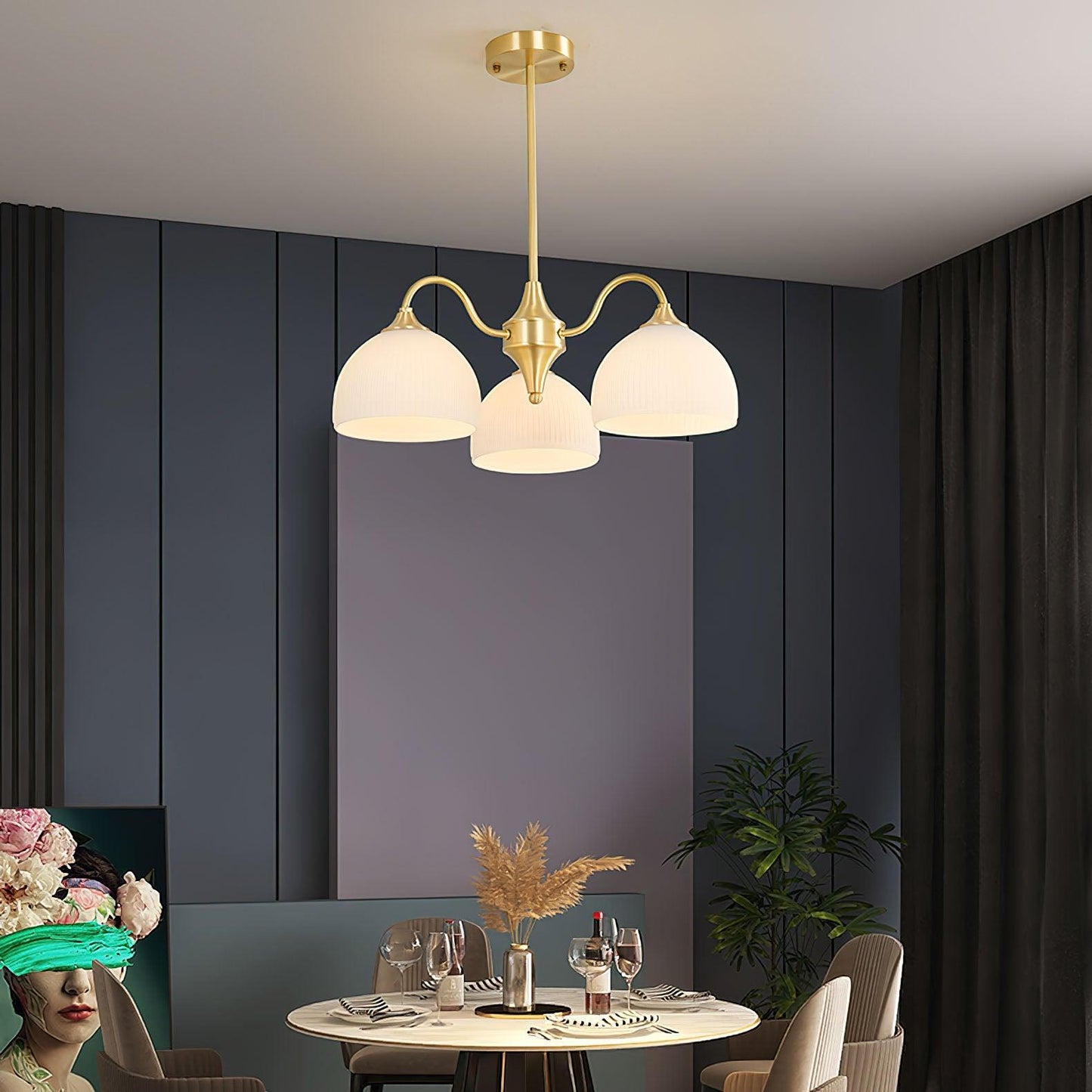 Striped Glass Bowl Chandelier - YIOSI