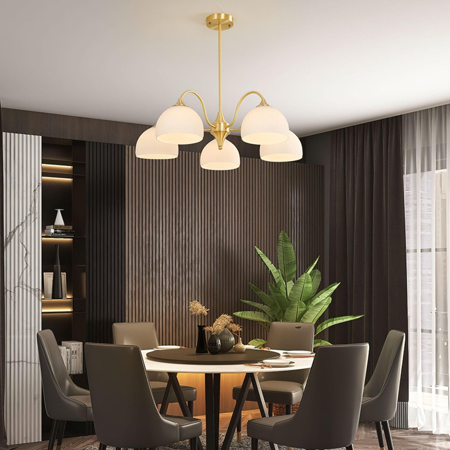 Striped Glass Bowl Chandelier - YIOSI