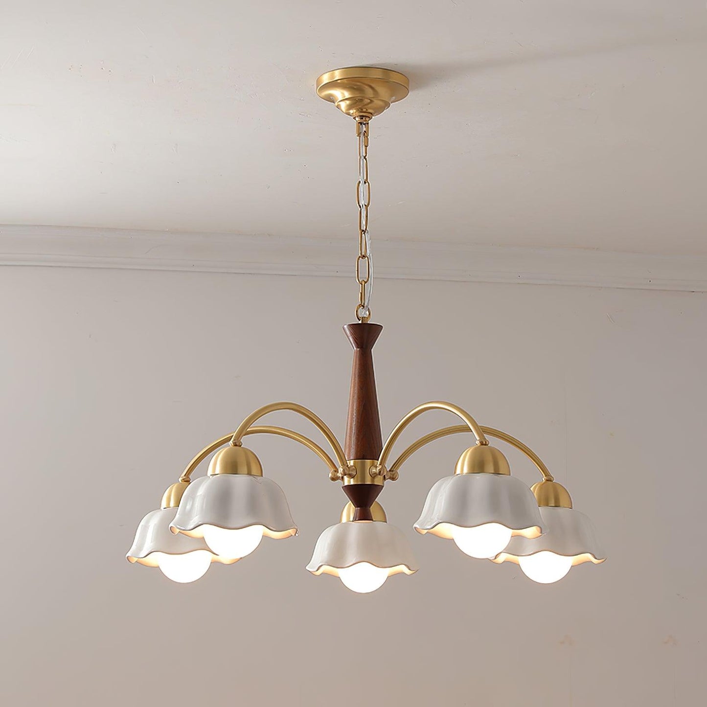 Swedish Modern Brass Chandelier - YIOSI