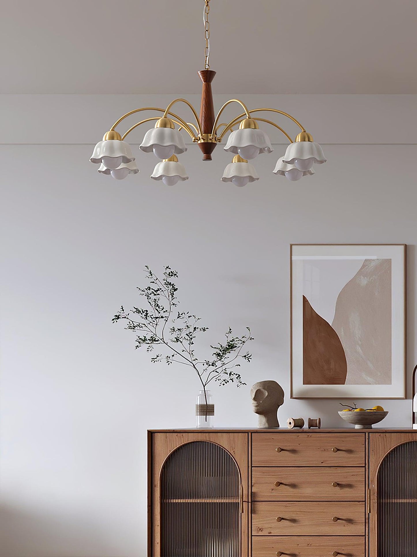 Swedish Modern Brass Chandelier - YIOSI