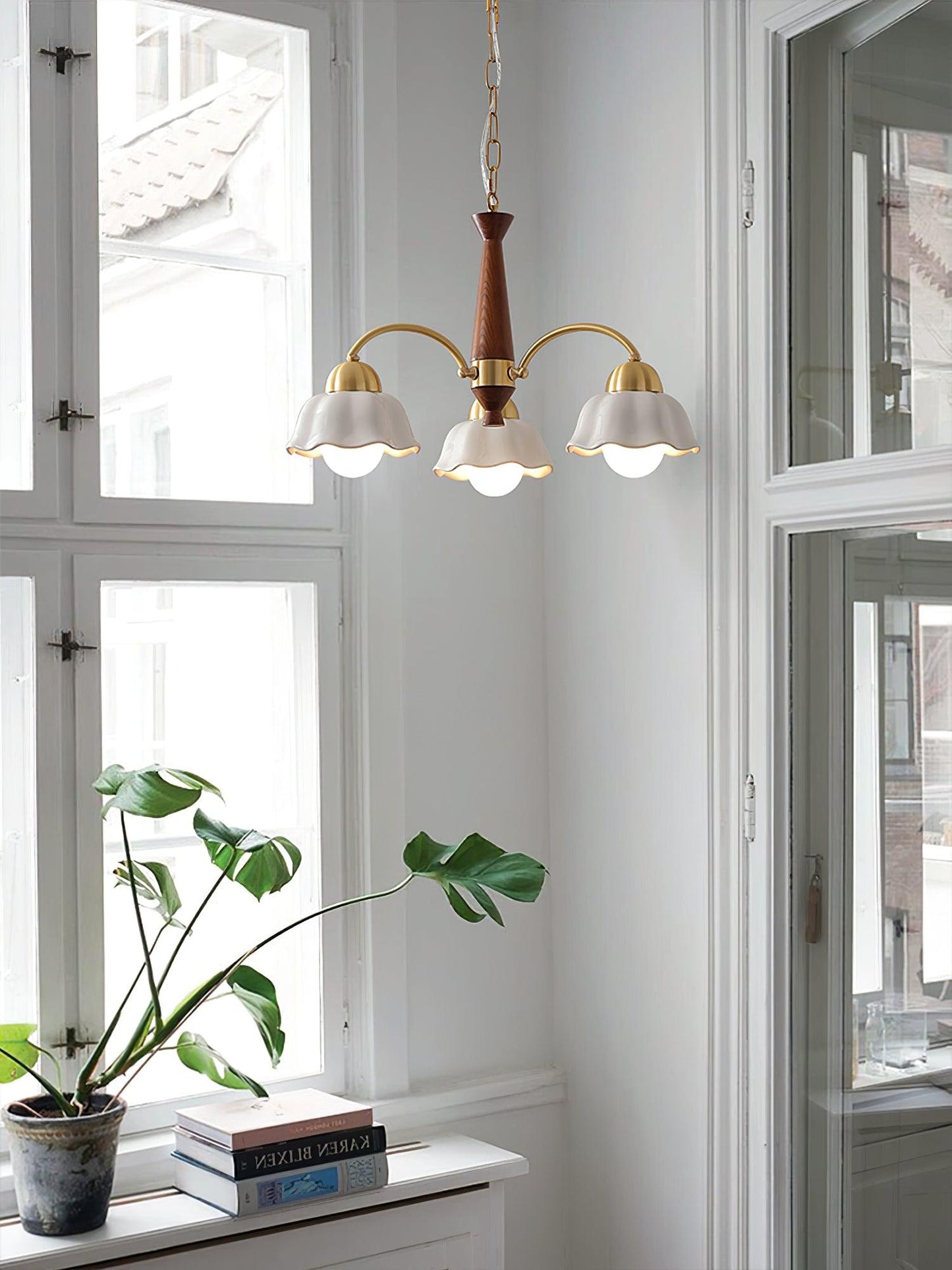 Swedish Modern Brass Chandelier - YIOSI