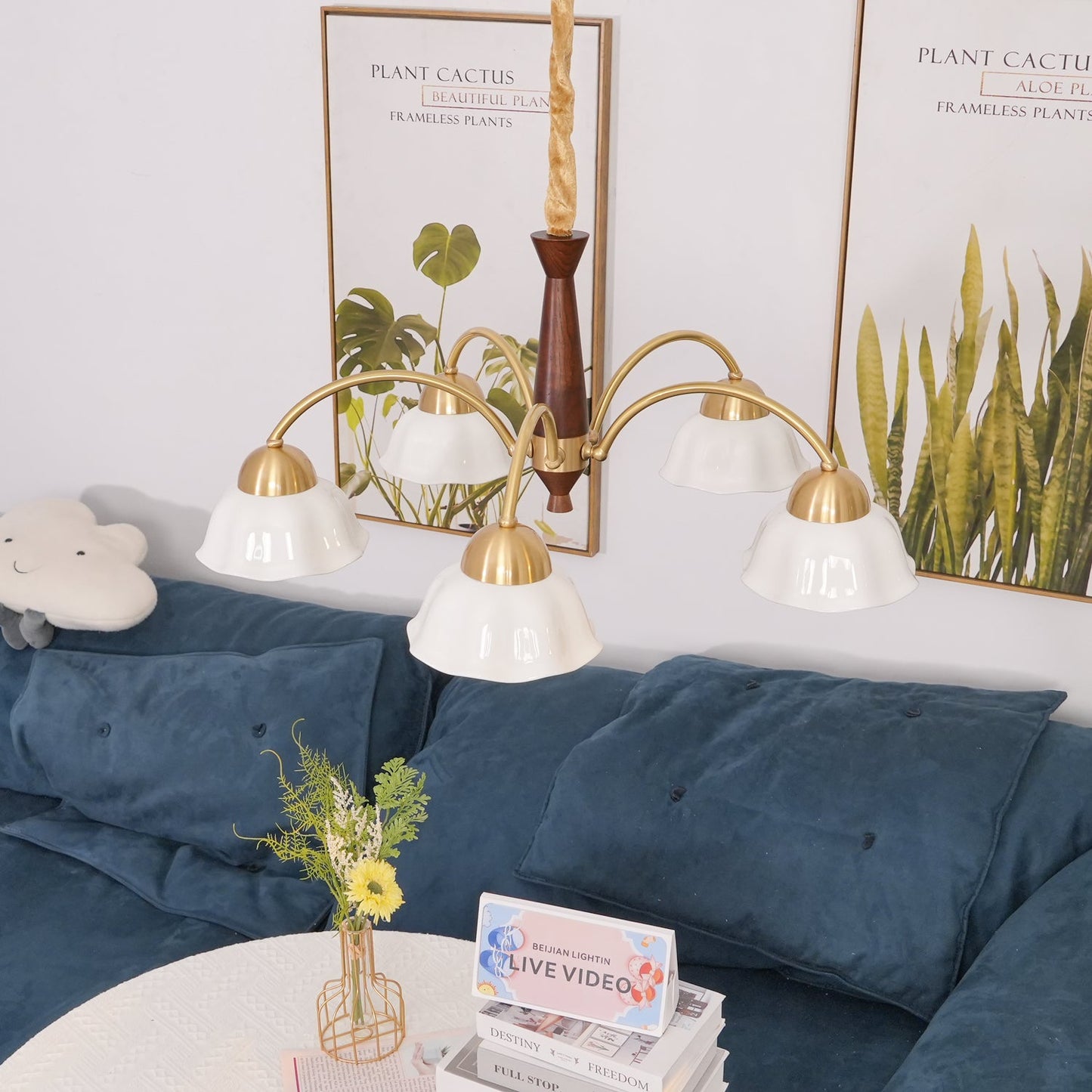 Swedish Modern Brass Chandelier - YIOSI