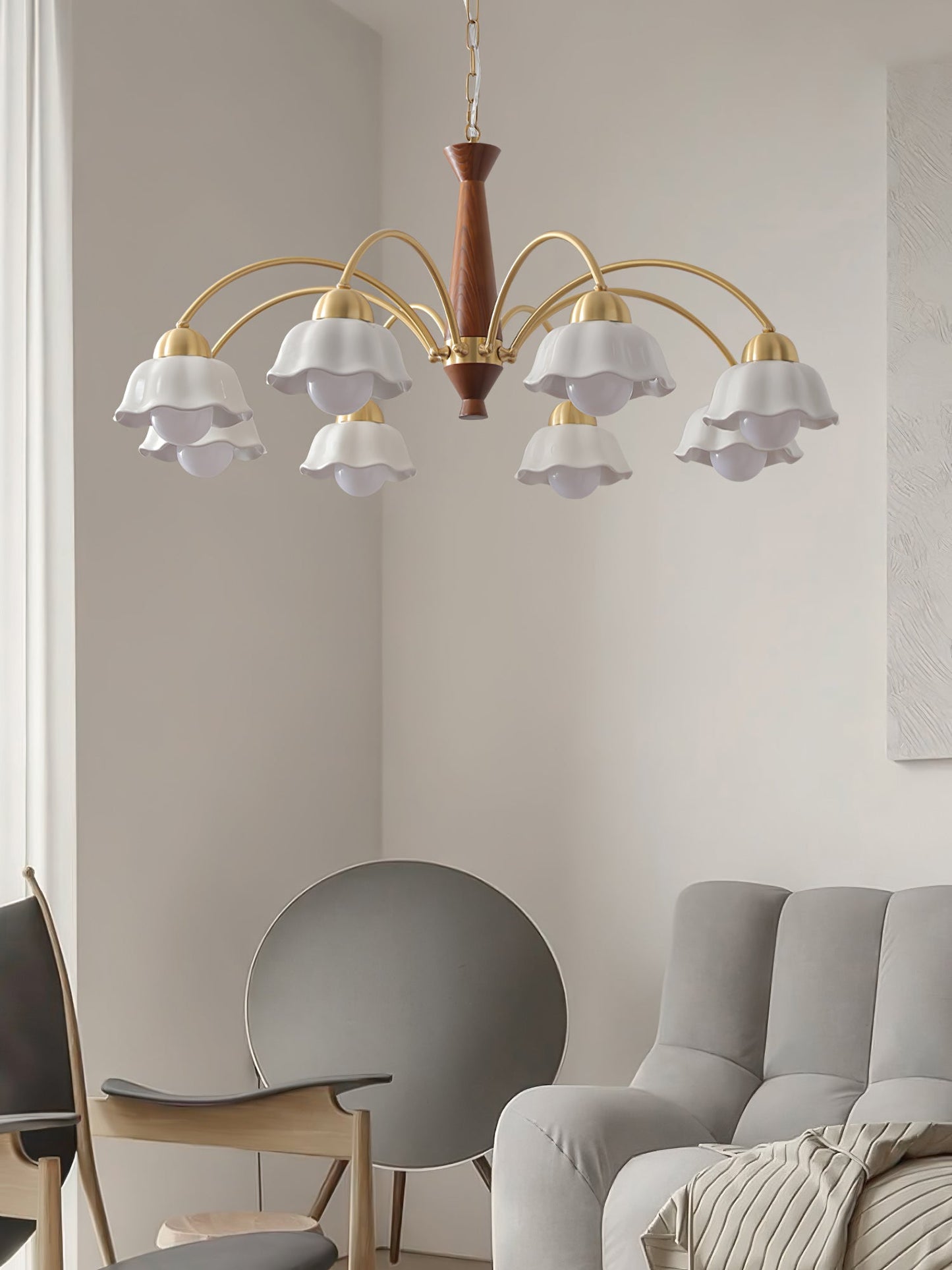 Swedish Modern Brass Chandelier - YIOSI