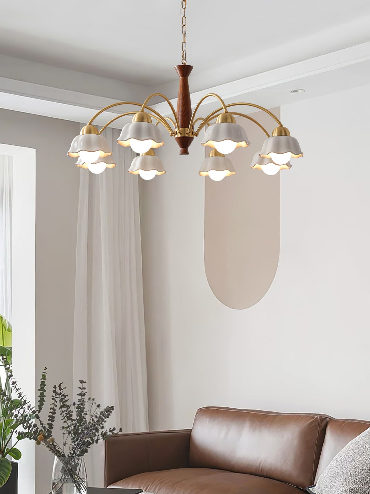 Swedish Modern Brass Chandelier - YIOSI