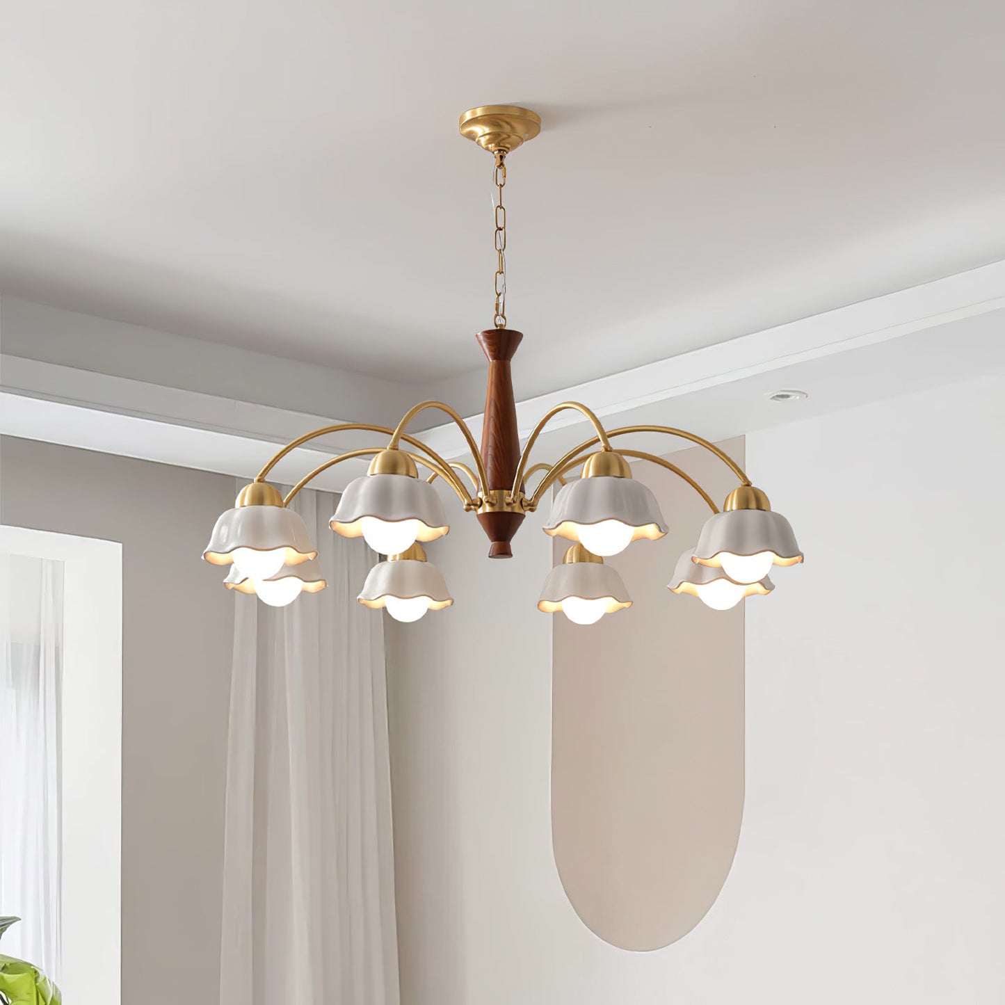Swedish Modern Brass Chandelier - YIOSI