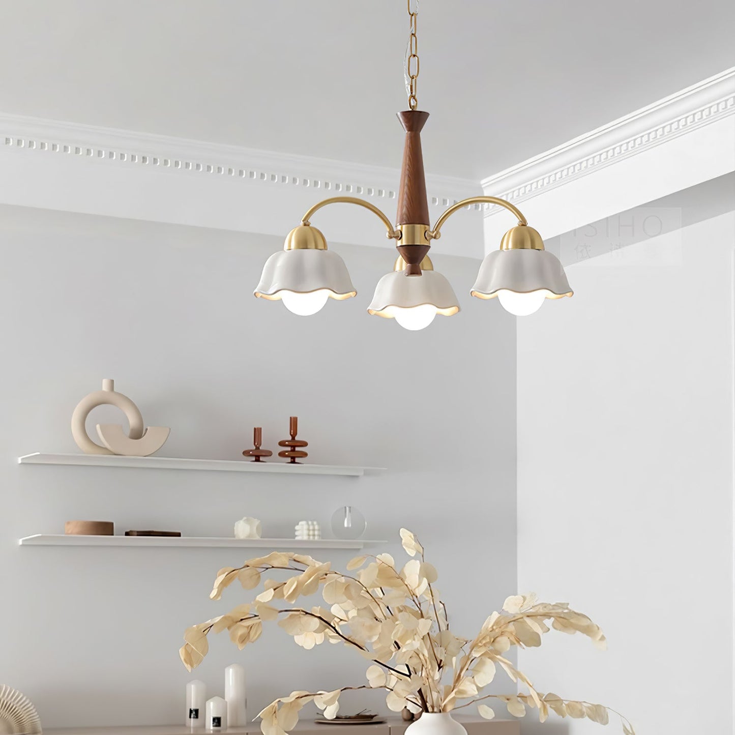 Swedish Modern Brass Chandelier - YIOSI