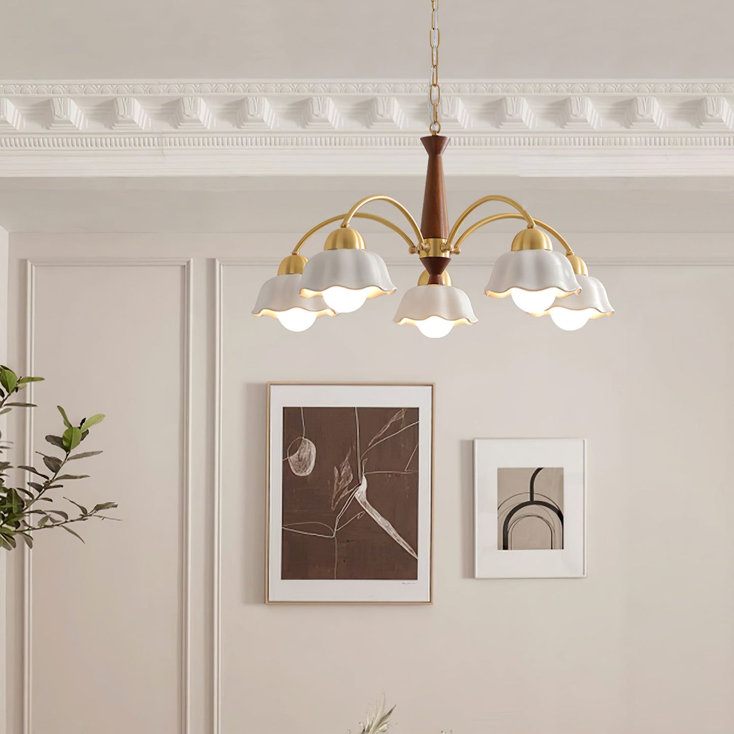 Swedish Modern Brass Chandelier - YIOSI
