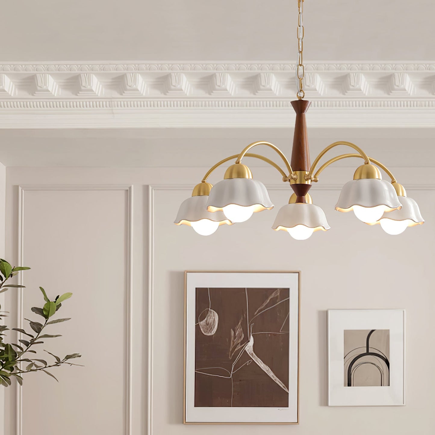 Swedish Modern Brass Chandelier - YIOSI
