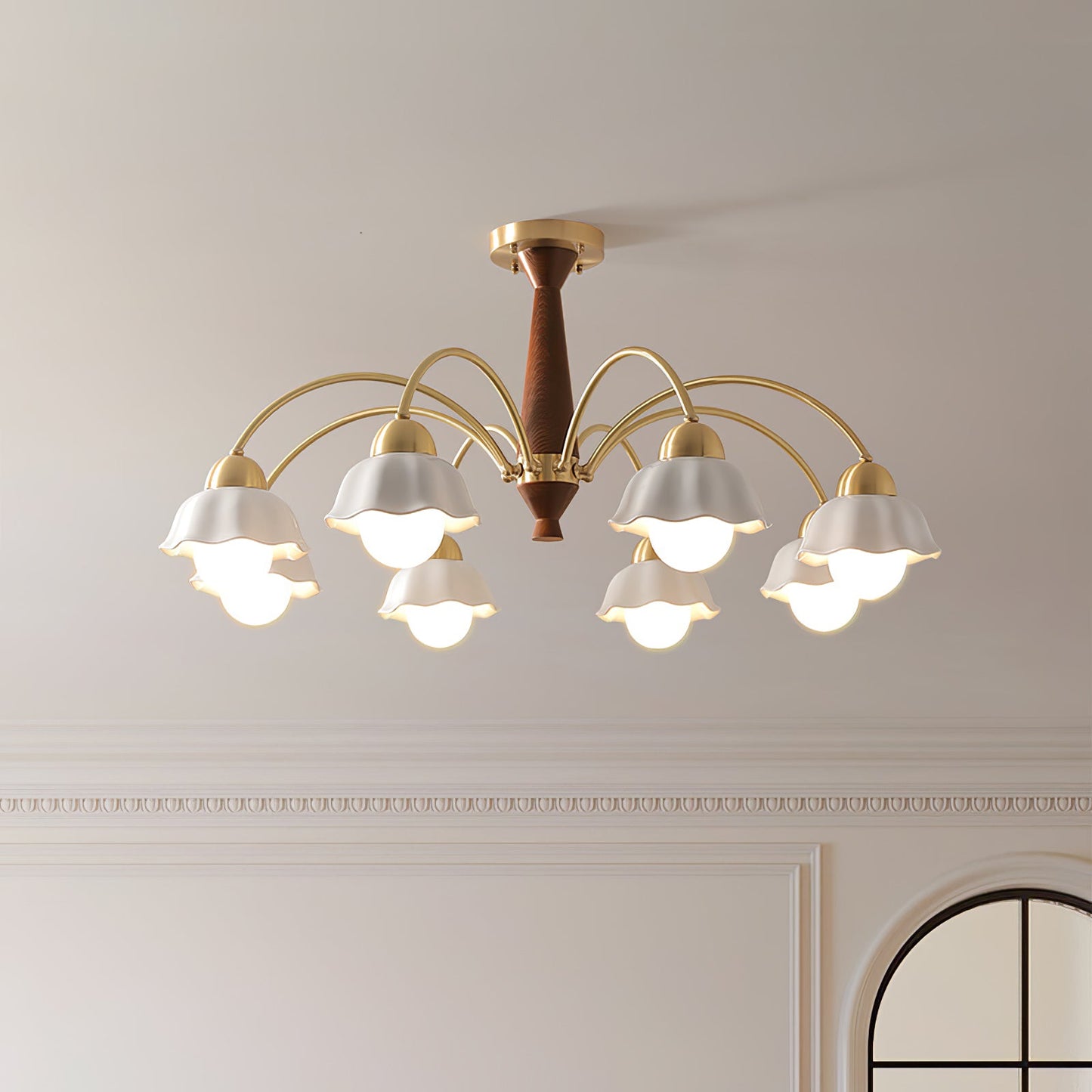 Swedish Modern Brass Chandelier - YIOSI