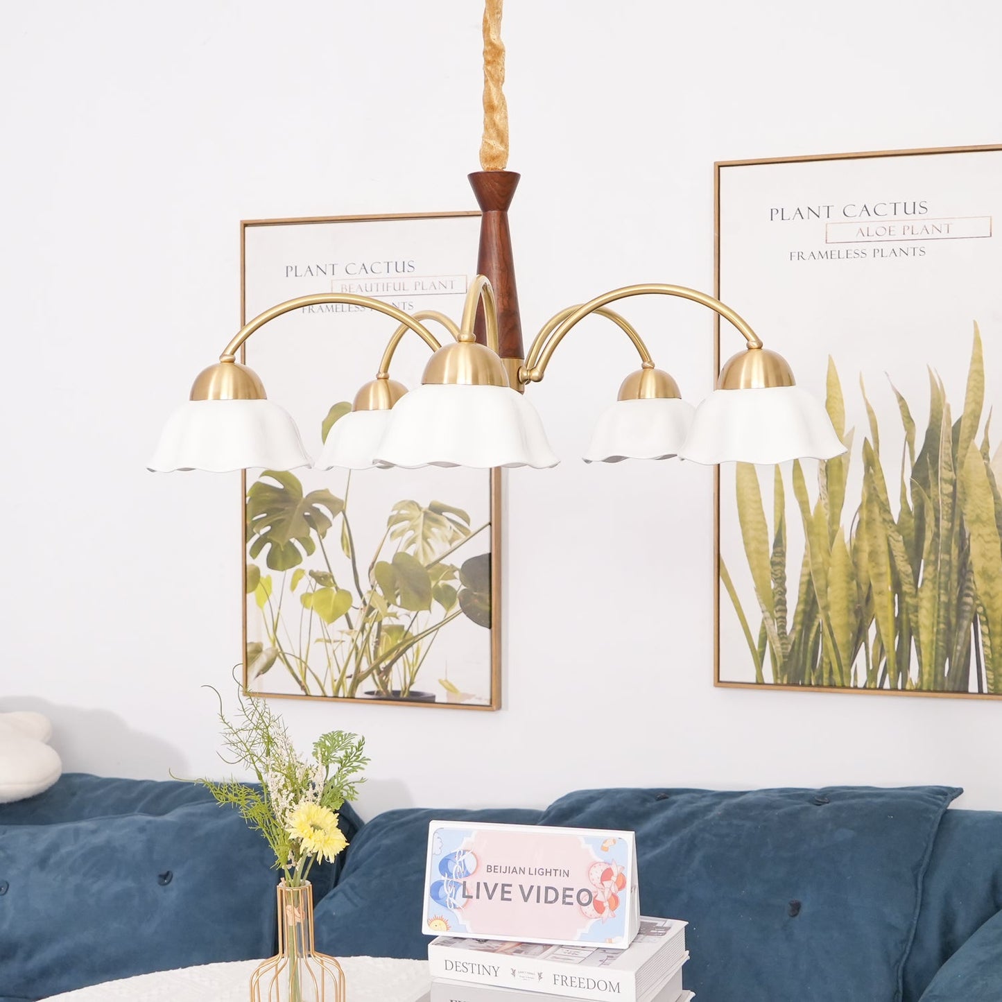 Swedish Modern Brass Chandelier - YIOSI
