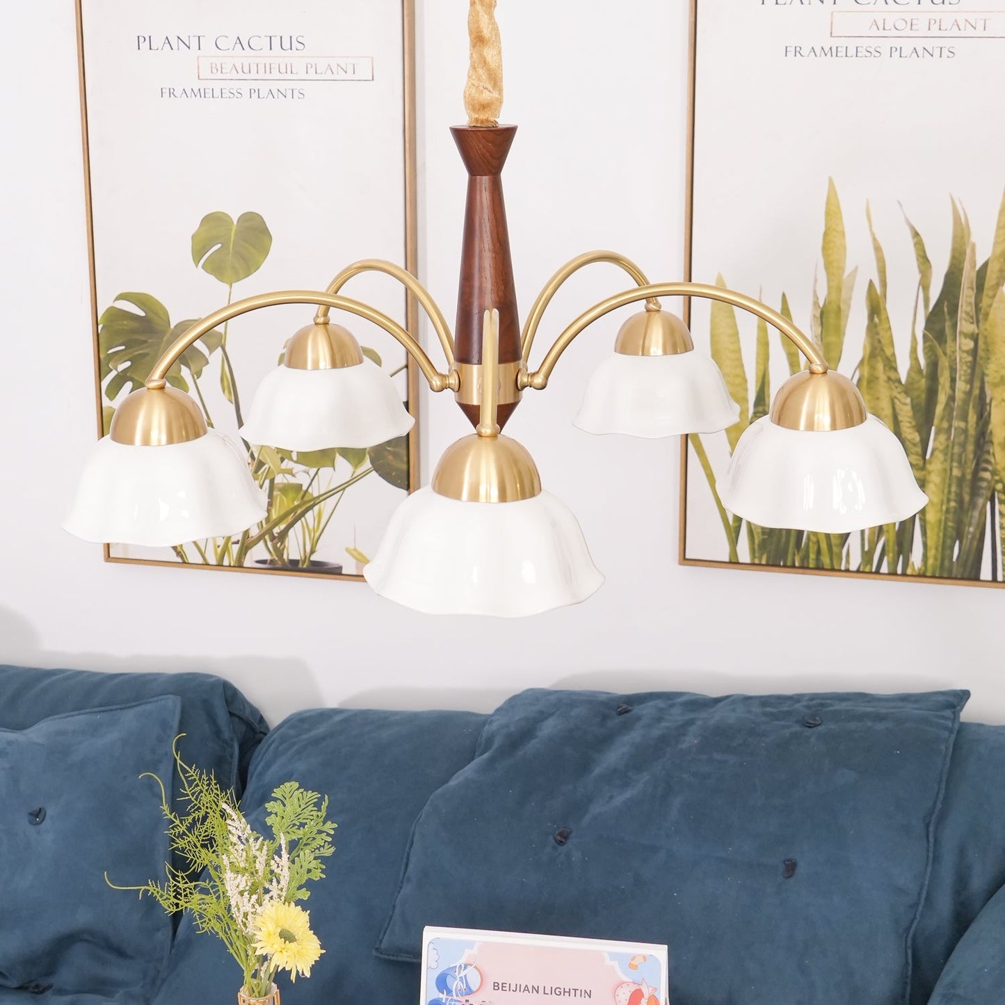 Swedish Modern Brass Chandelier - YIOSI