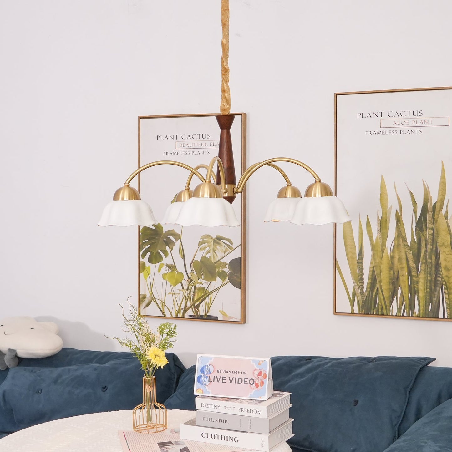 Swedish Modern Brass Chandelier - YIOSI