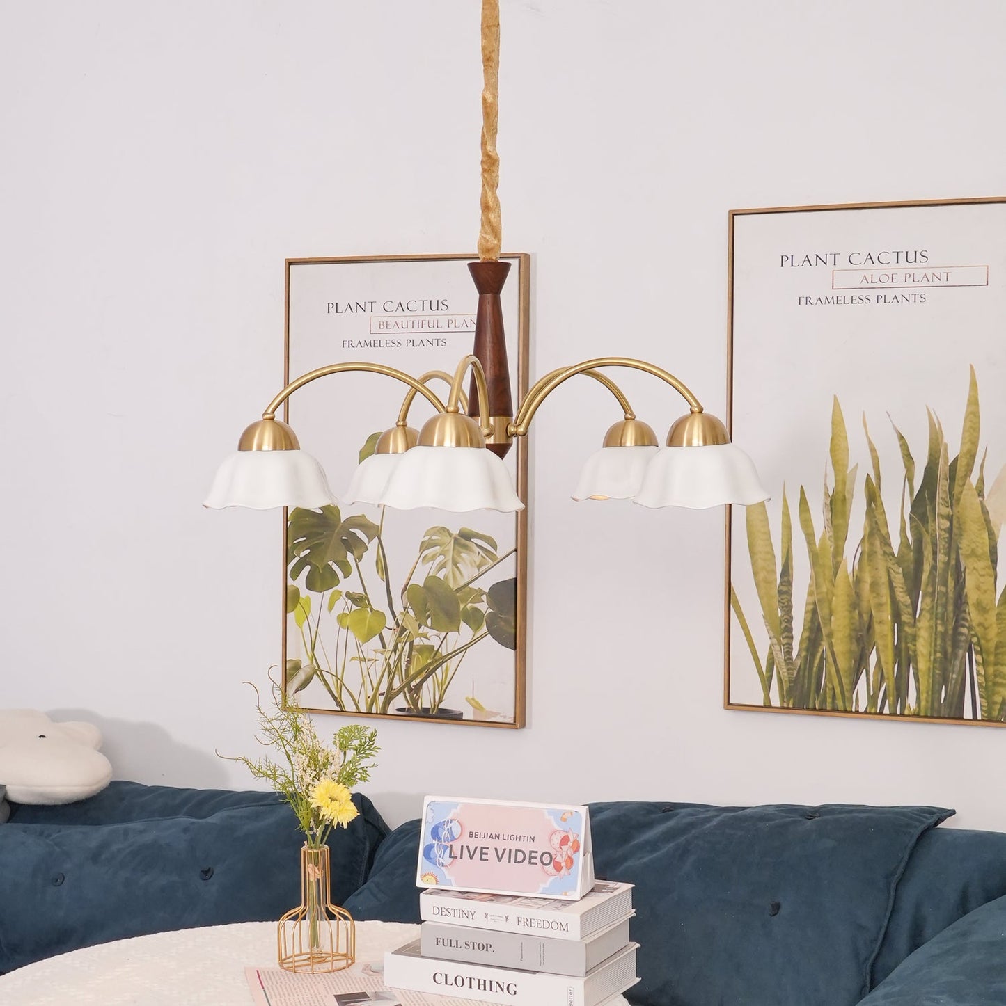 Swedish Modern Brass Chandelier - YIOSI