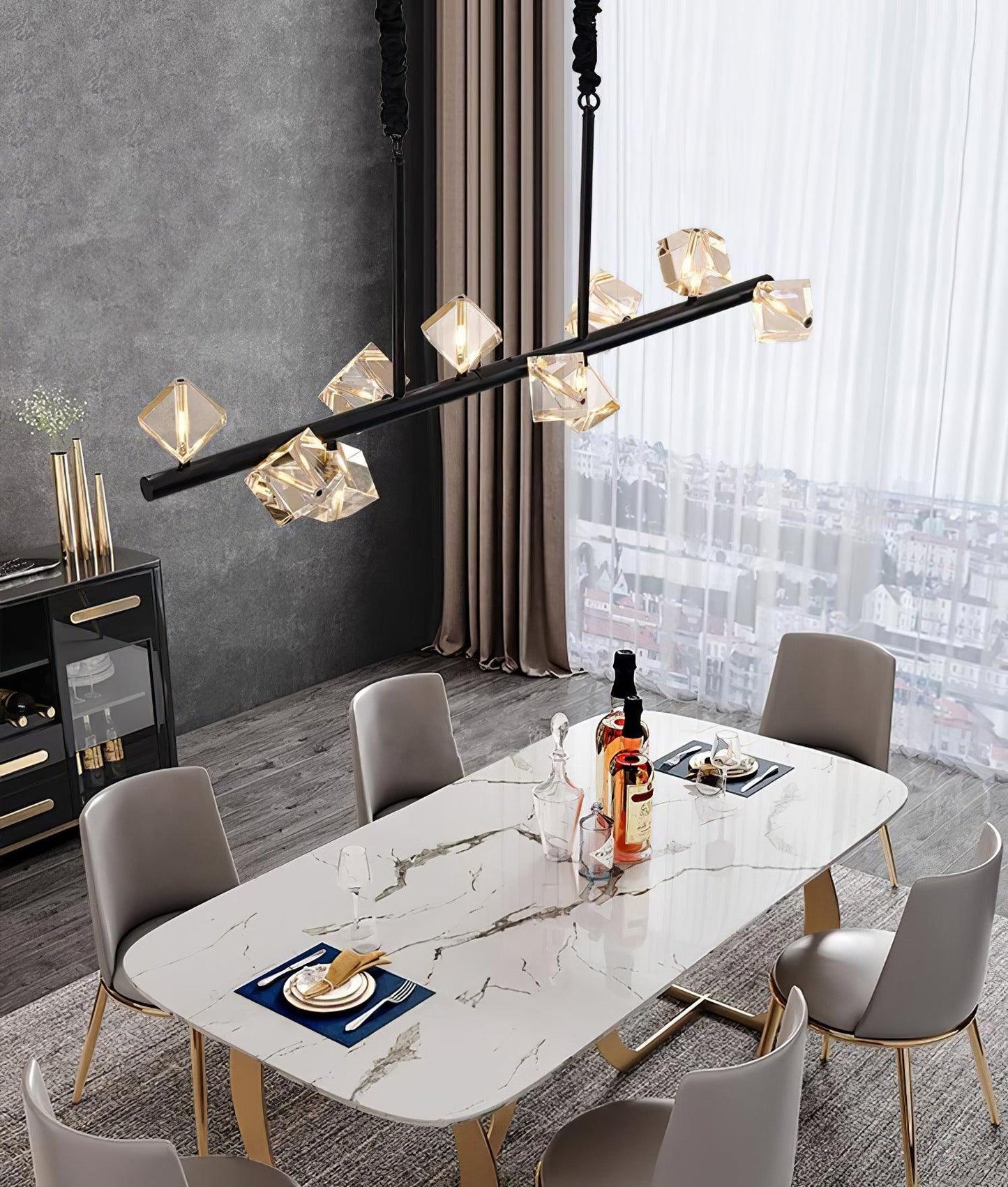 Takku Crystal Chandelier 8‑12 Heads Gold or Black LED