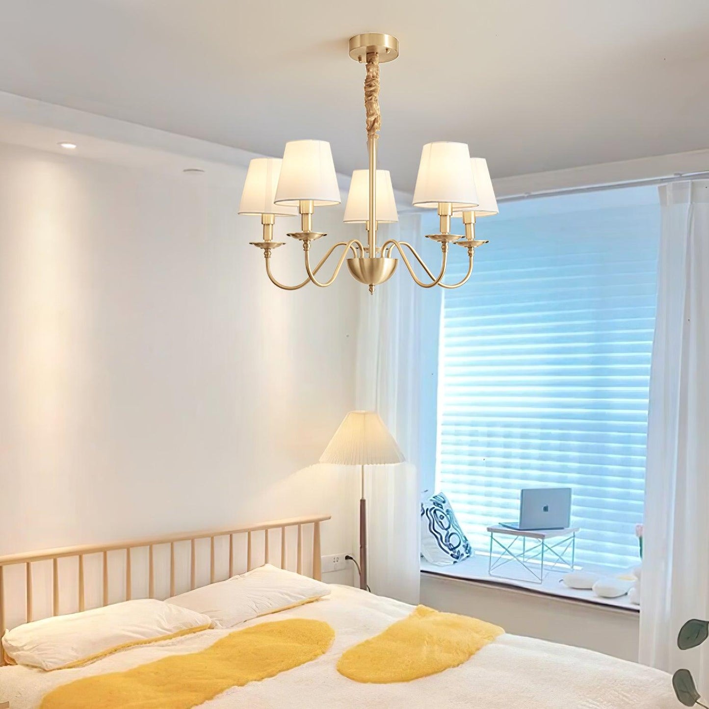 Tapered Fabric Brass Chandelier - YIOSI