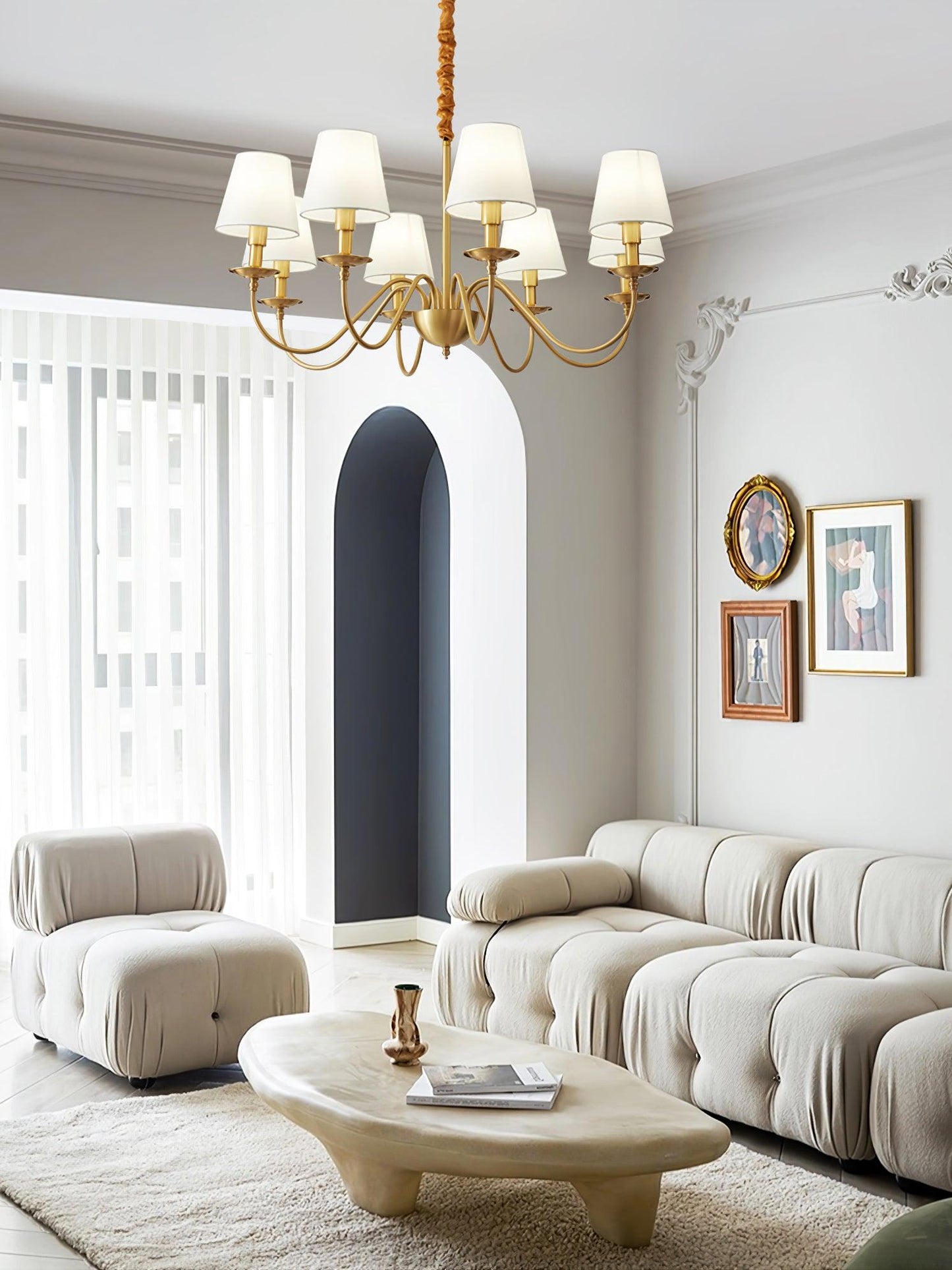 Tapered Fabric Brass Chandelier - YIOSI