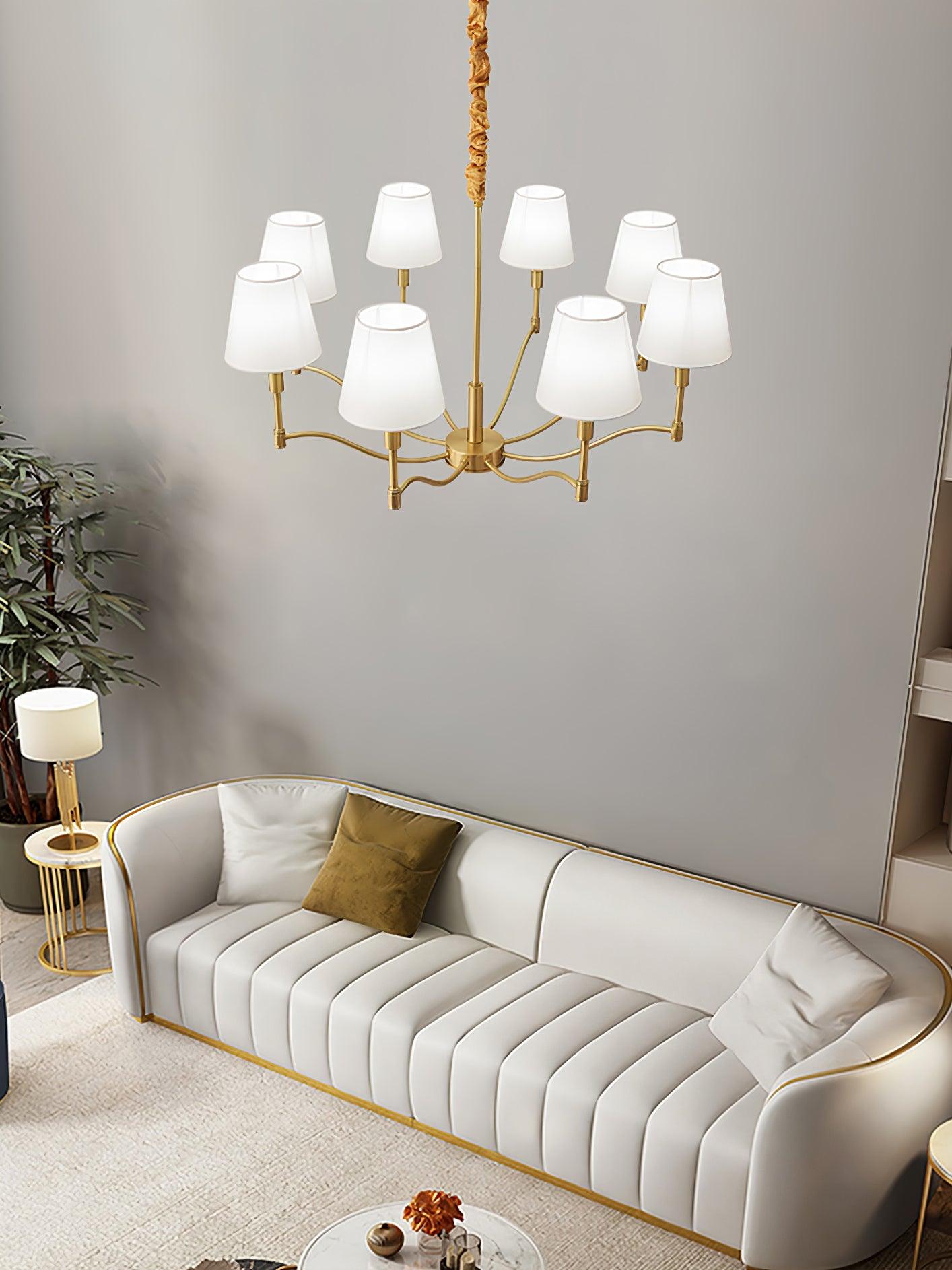 Tapered Fabric Brass Chandelier - YIOSI