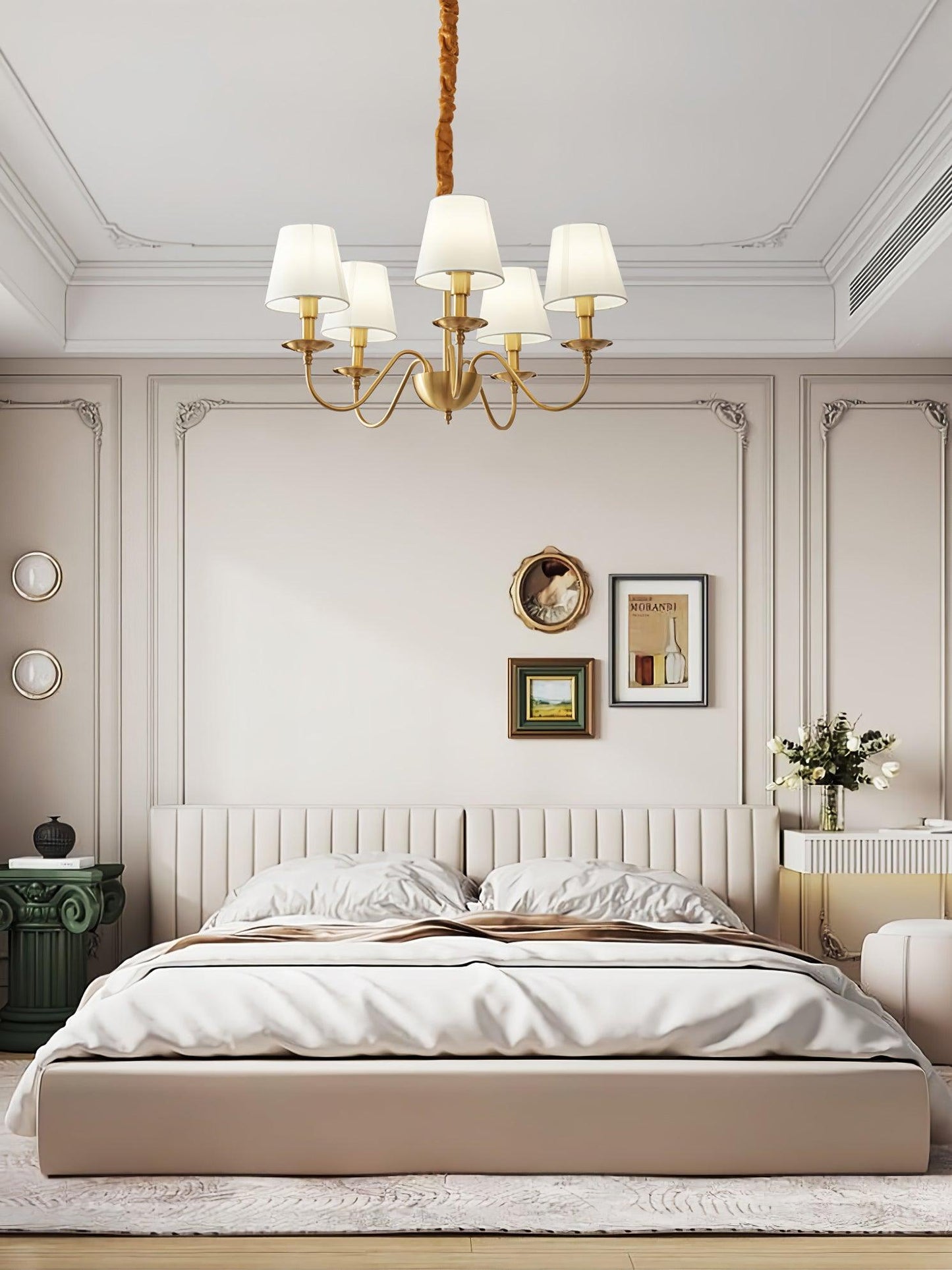 Tapered Fabric Brass Chandelier - YIOSI